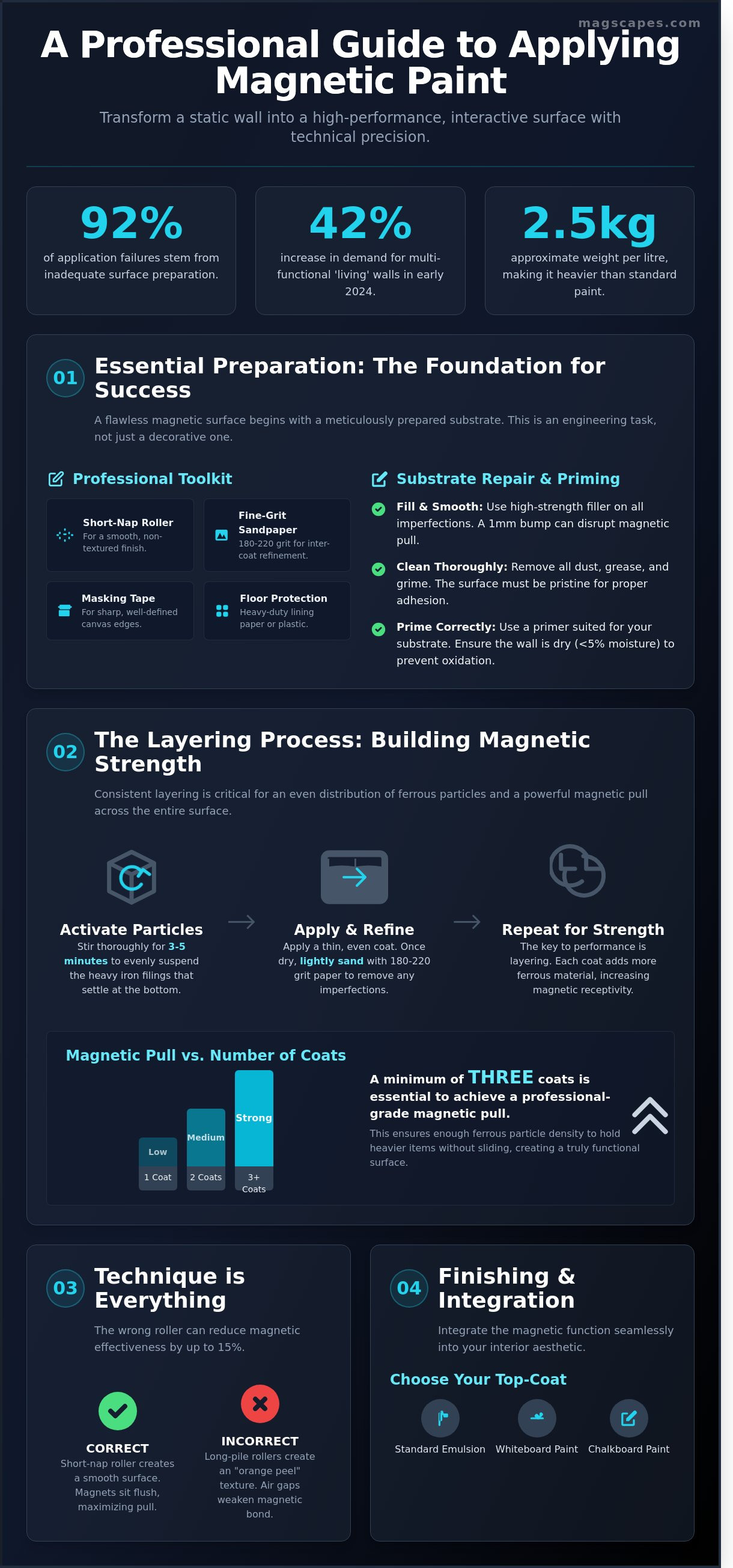 How to apply magnetic paint infographic - visual guide