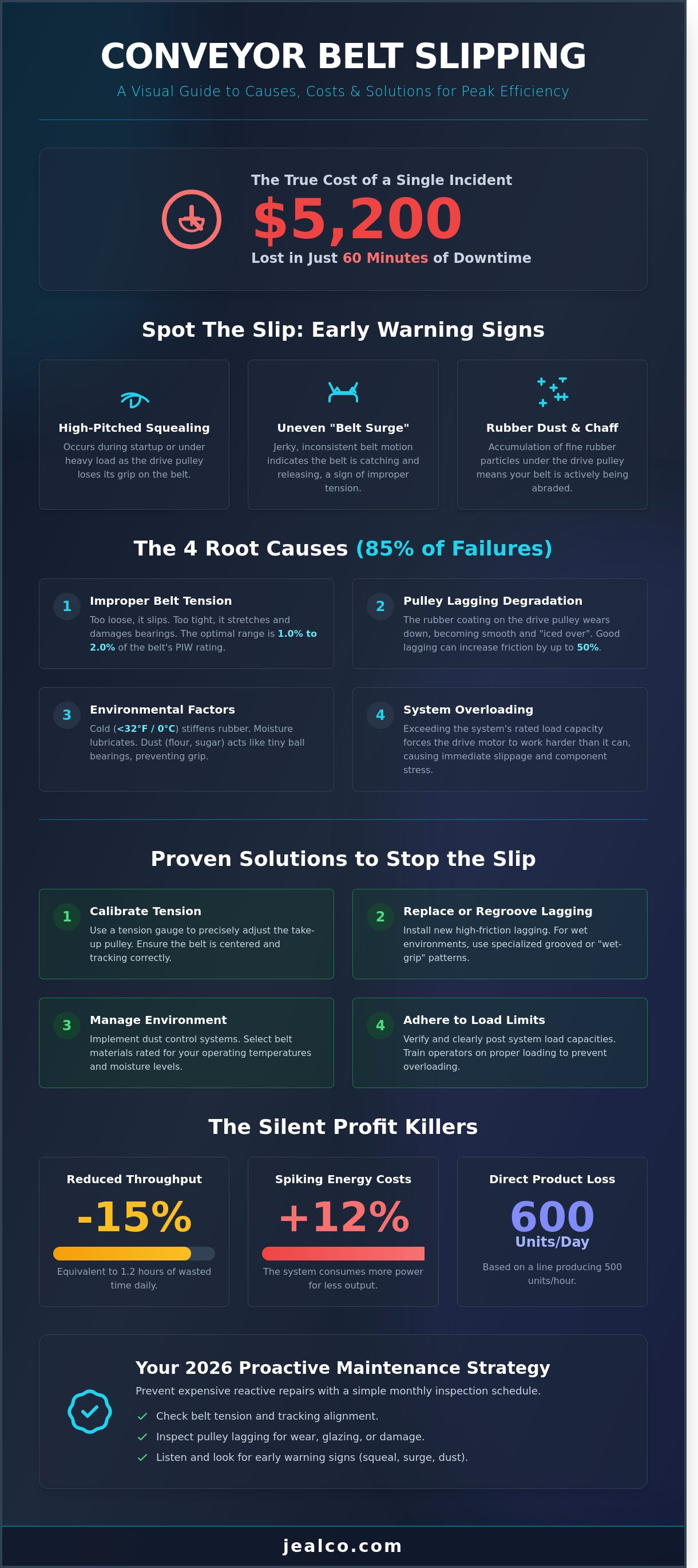 Conveyor belt slipping causes and solutions
