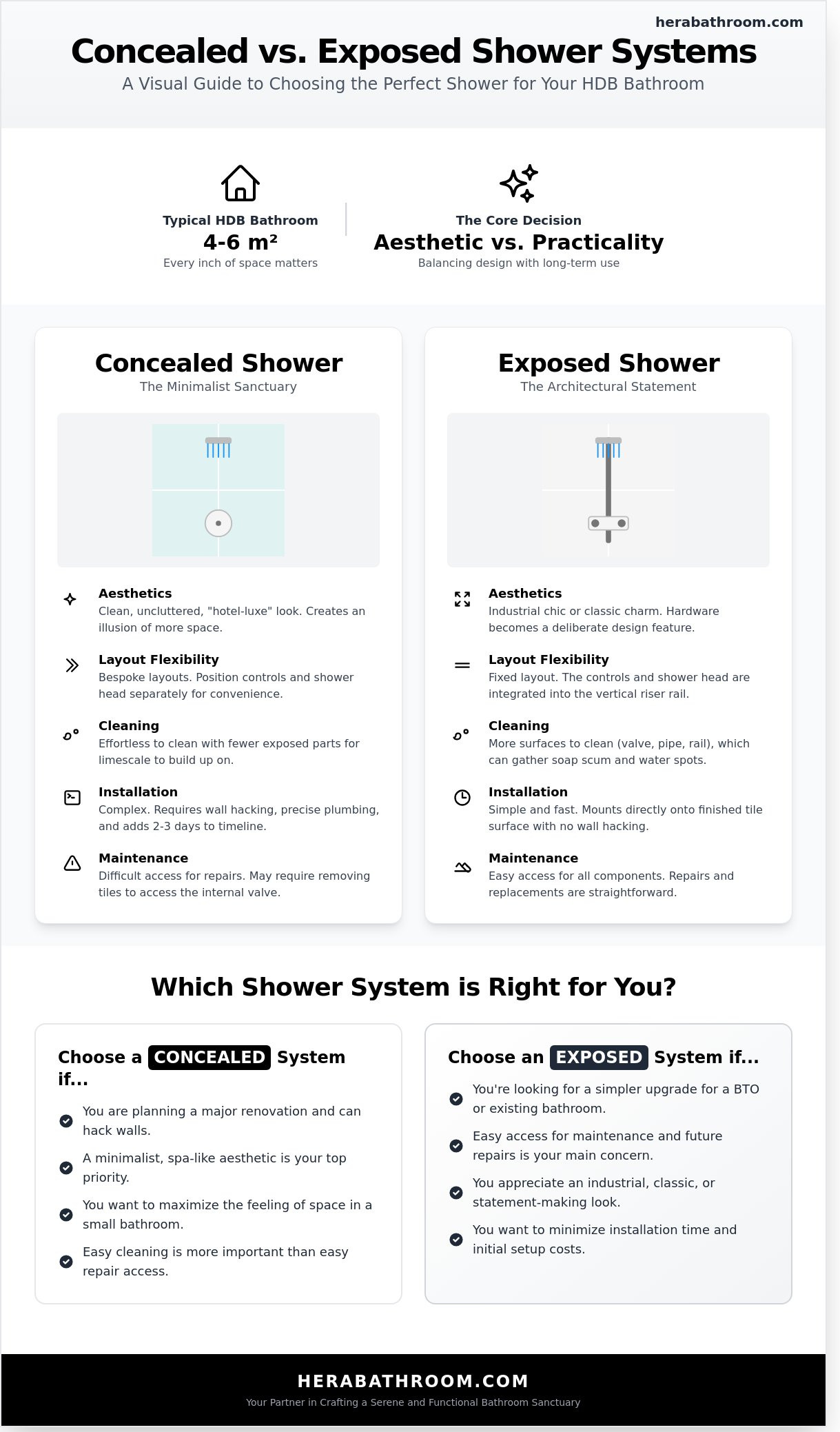 Concealed shower set vs exposed
