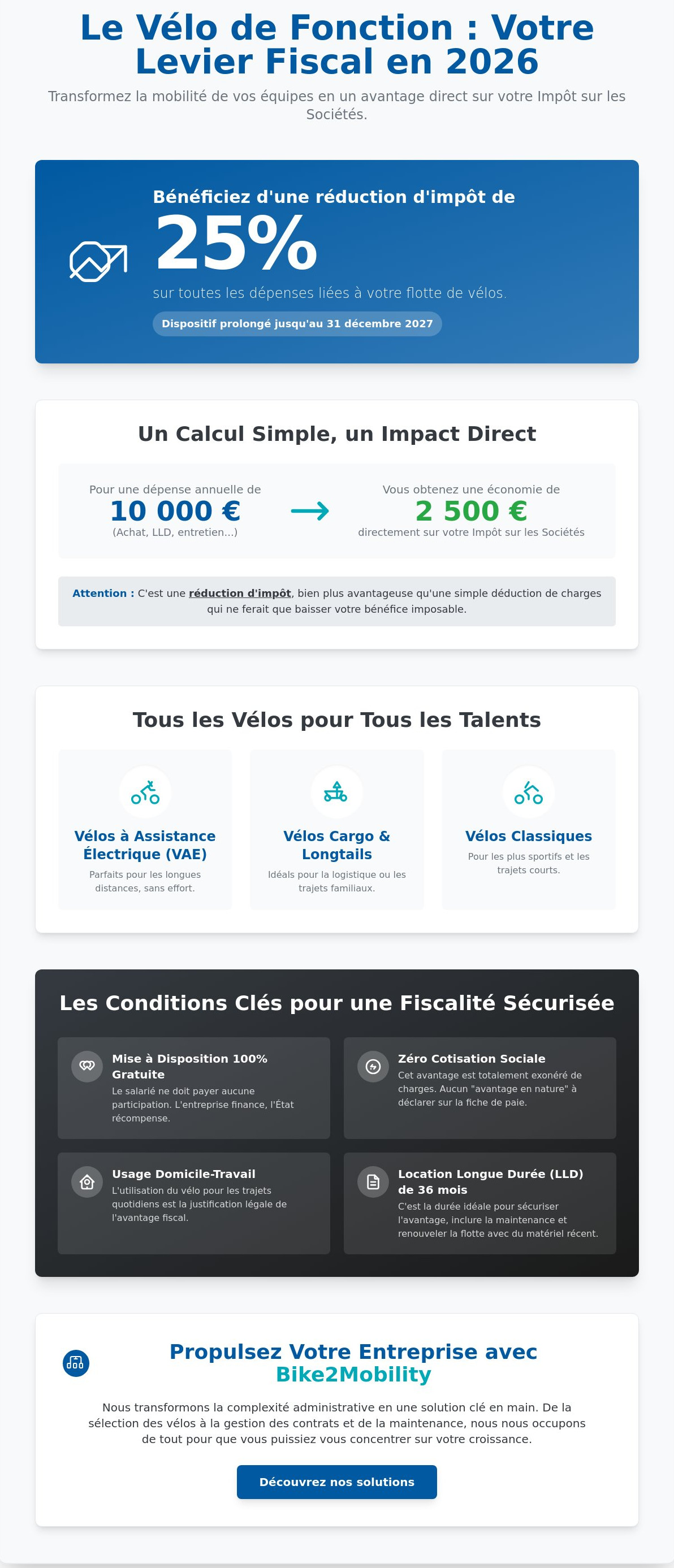 Réduction impôt vélo de fonction