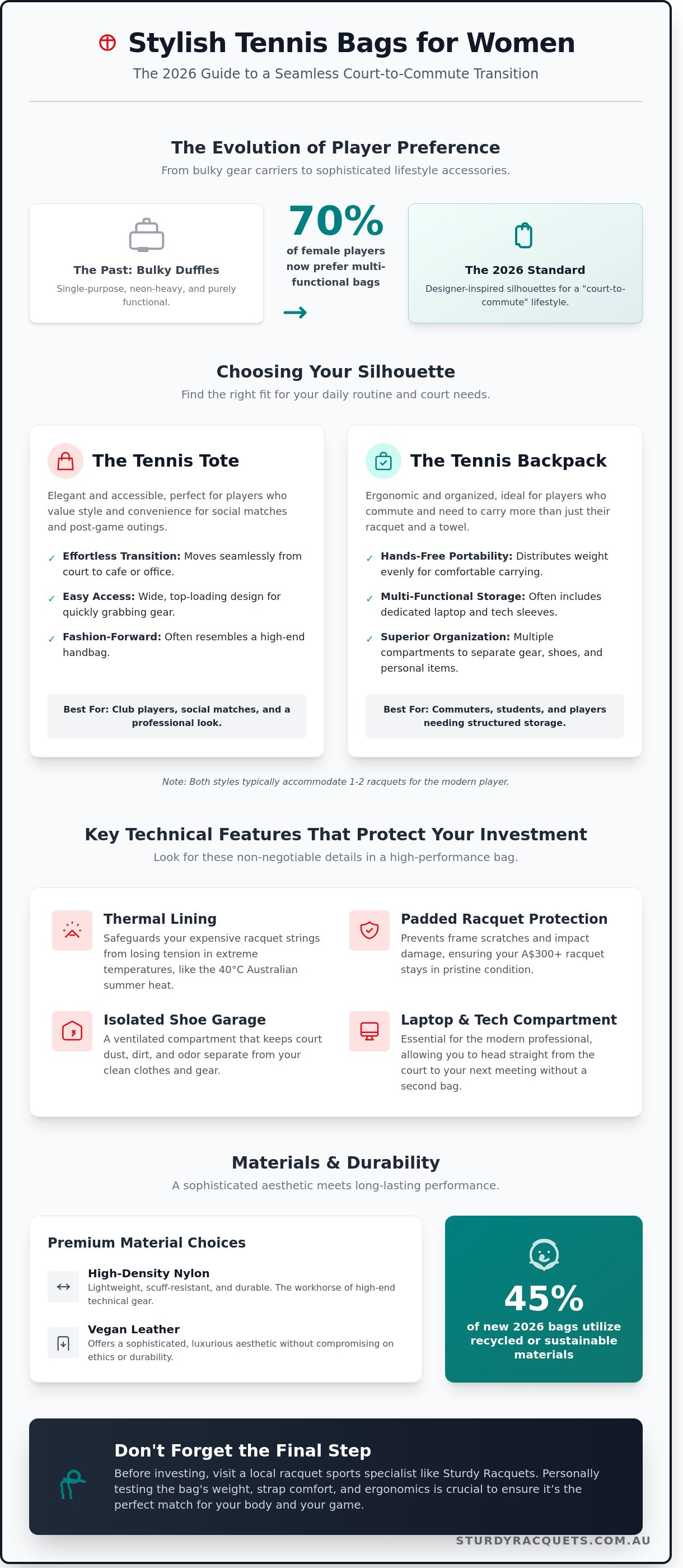 Stylish tennis bags for women