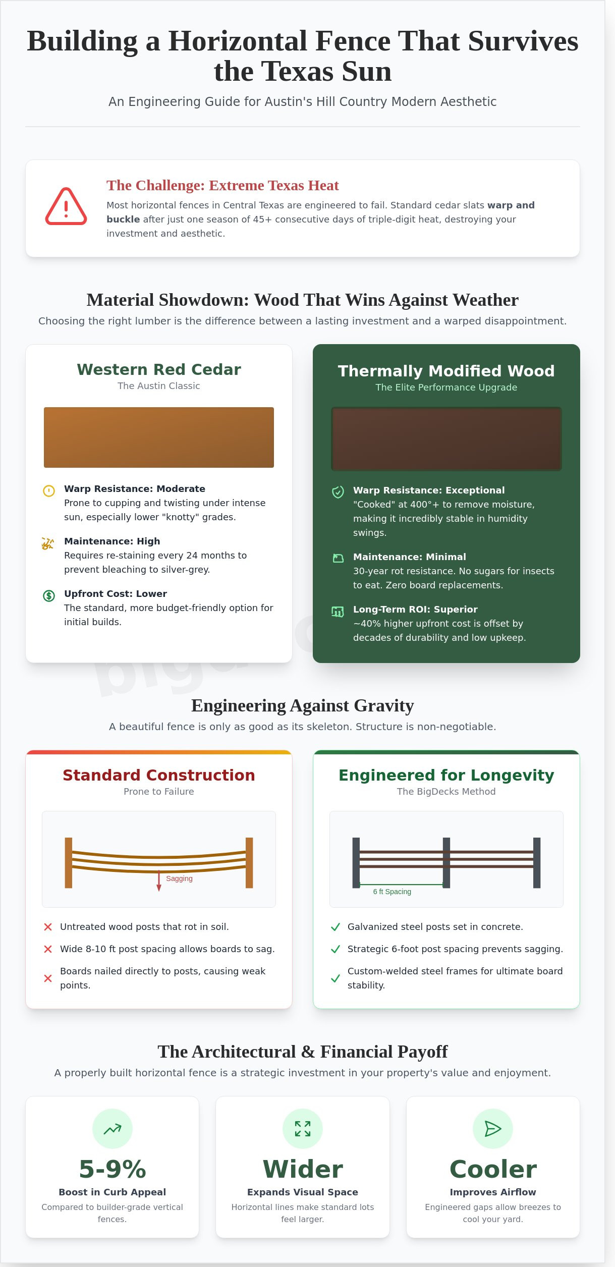 Modern horizontal fence Austin