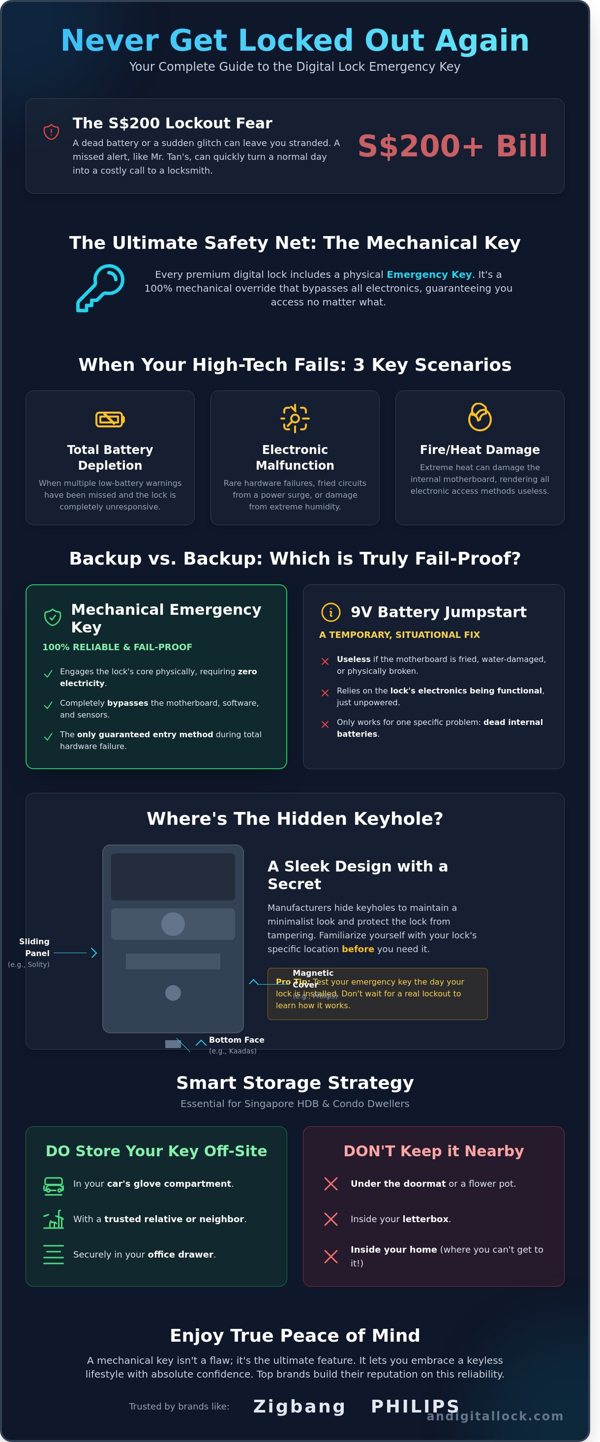 Digital lock emergency key
