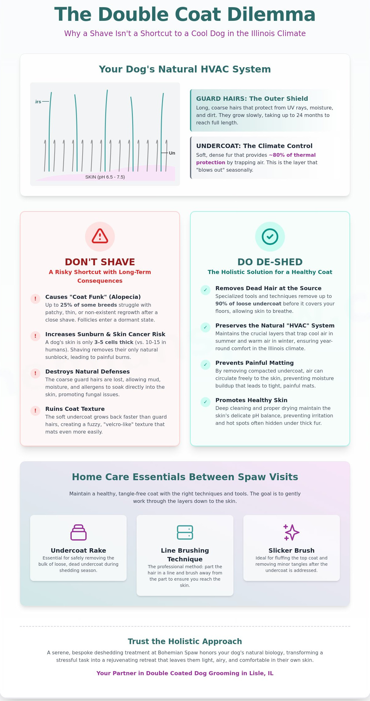 Double coated dog grooming lisle