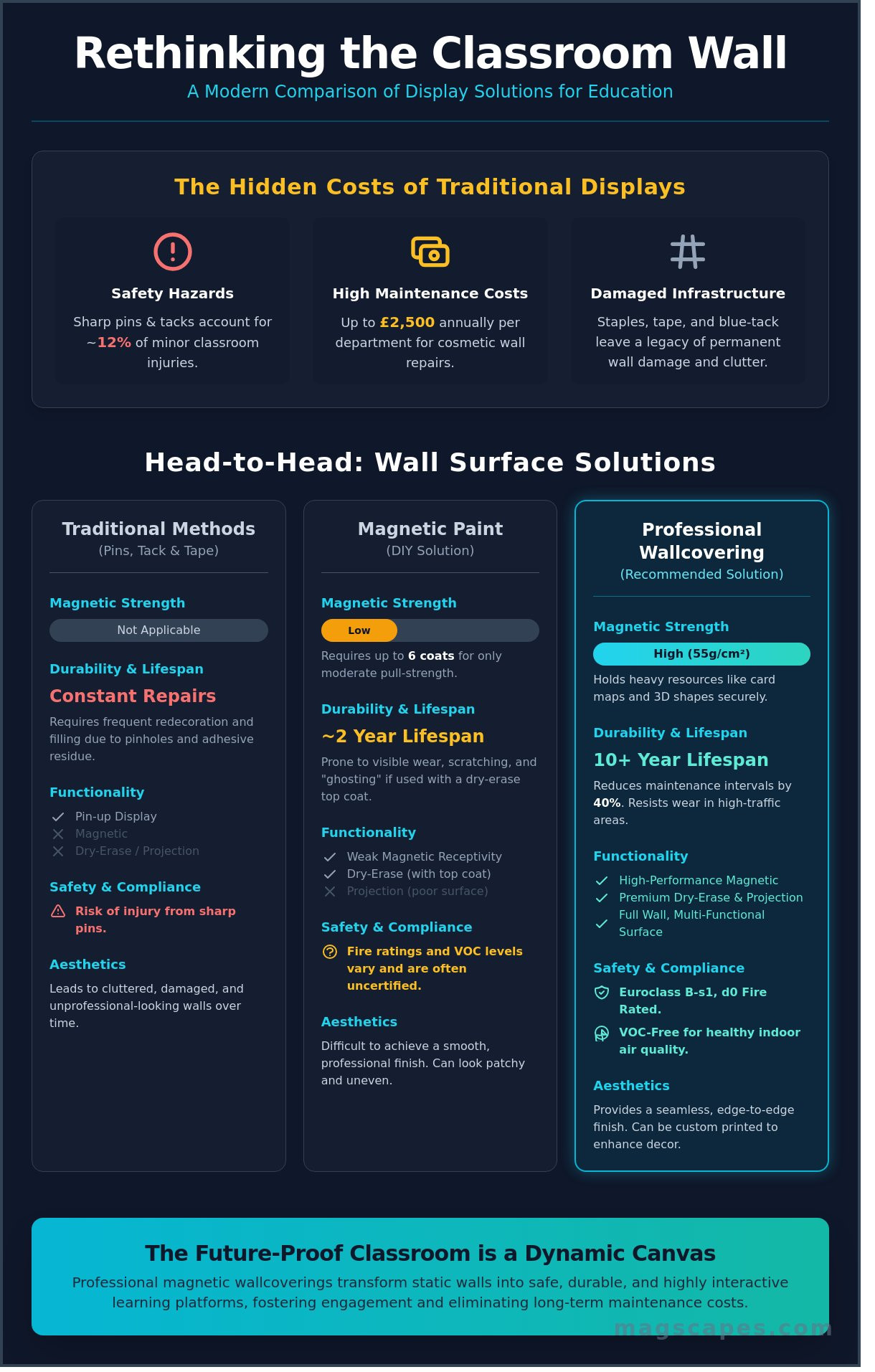 Classroom magnetic wall solutions