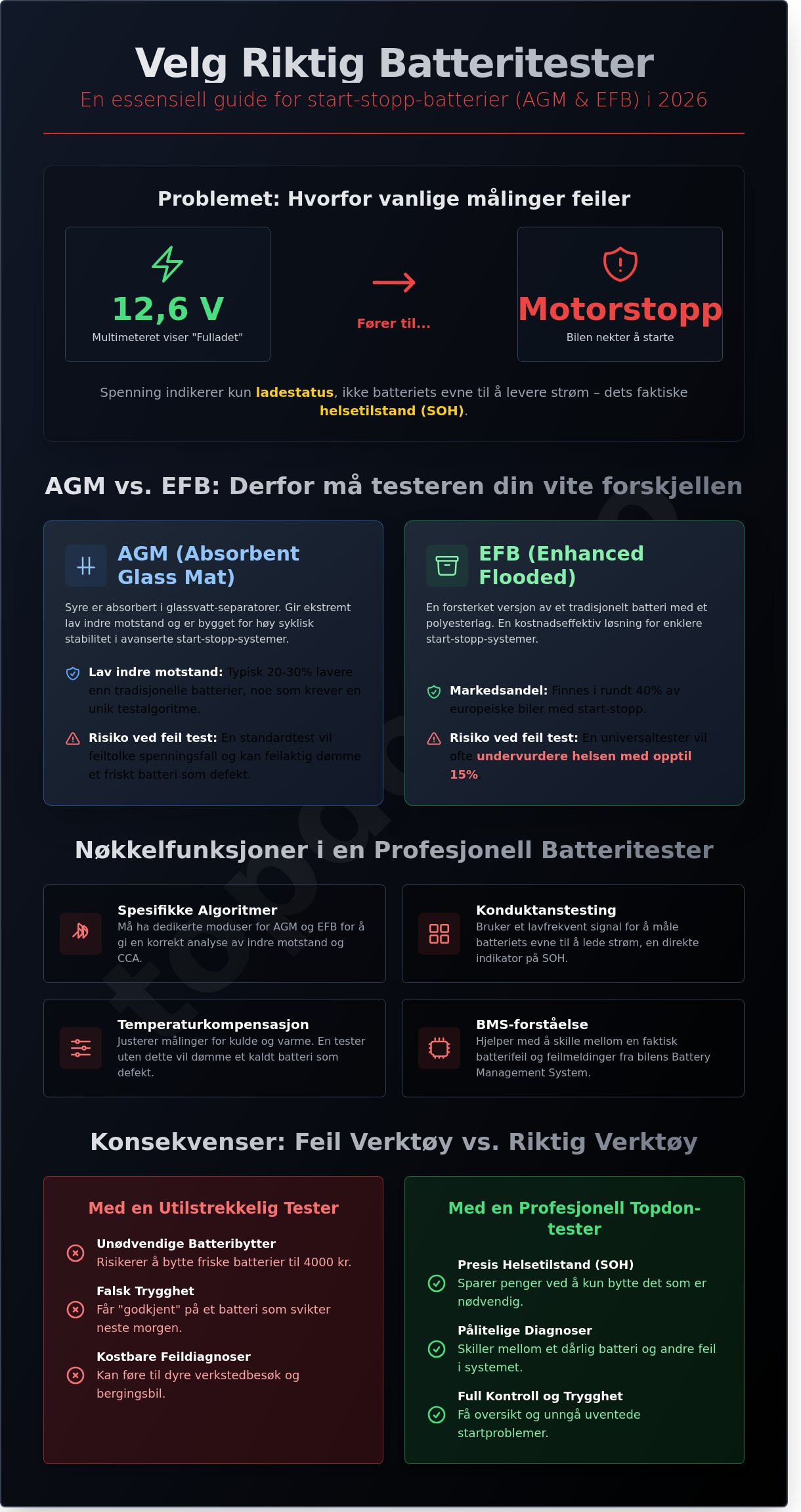 Batteritester for start stopp batterier