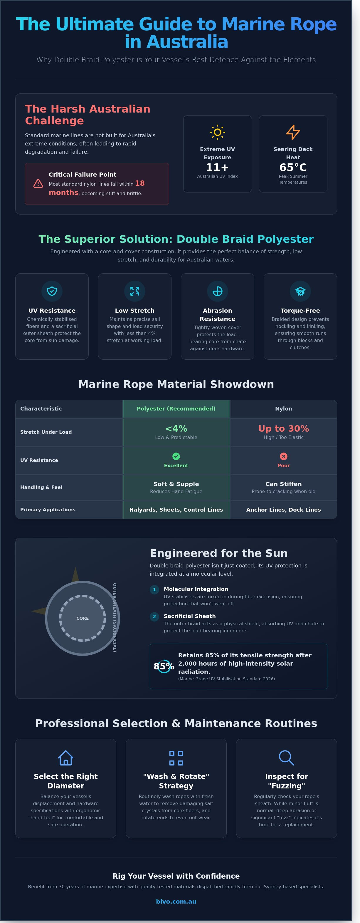 Double braid polyester rope Australia