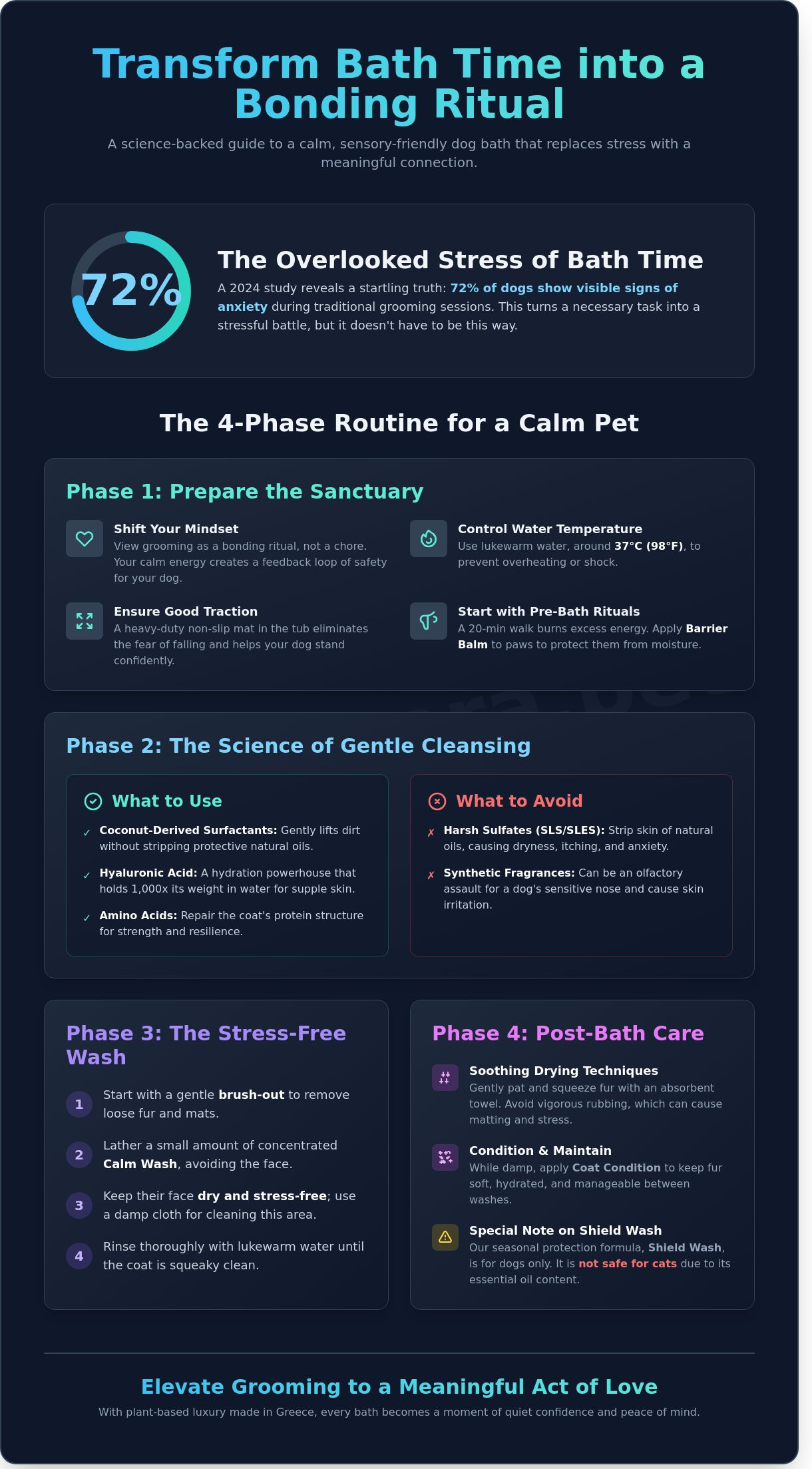 Dog bath routine for a calm pet