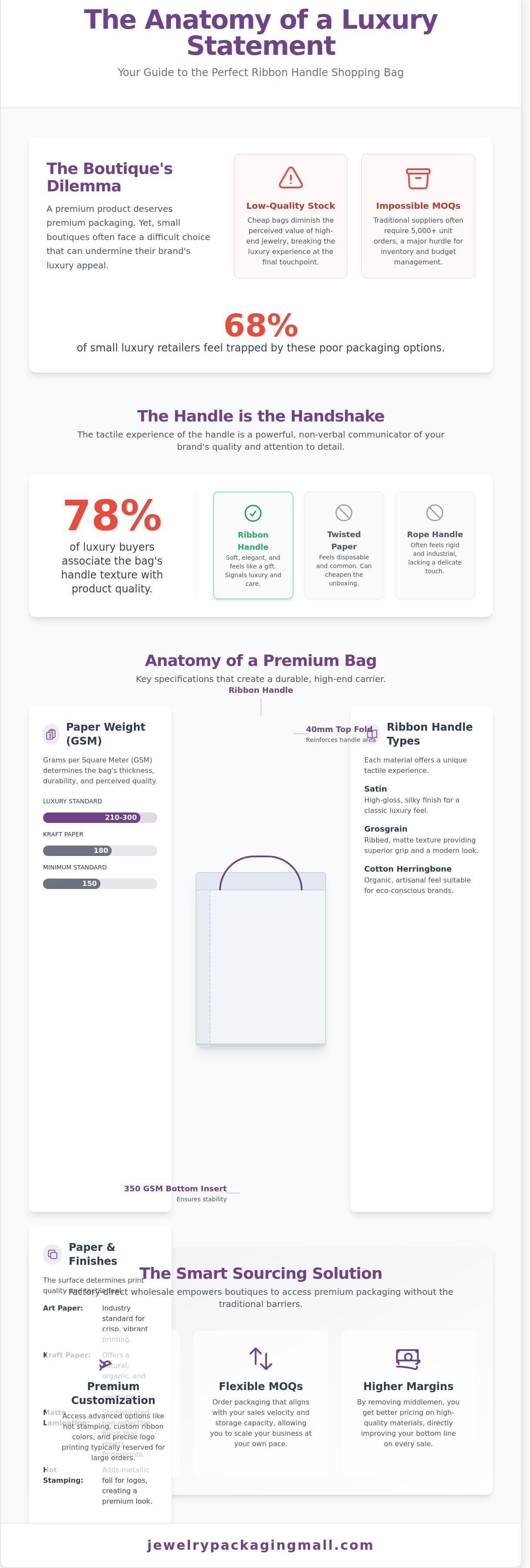 Paper shopping bag with ribbon handle