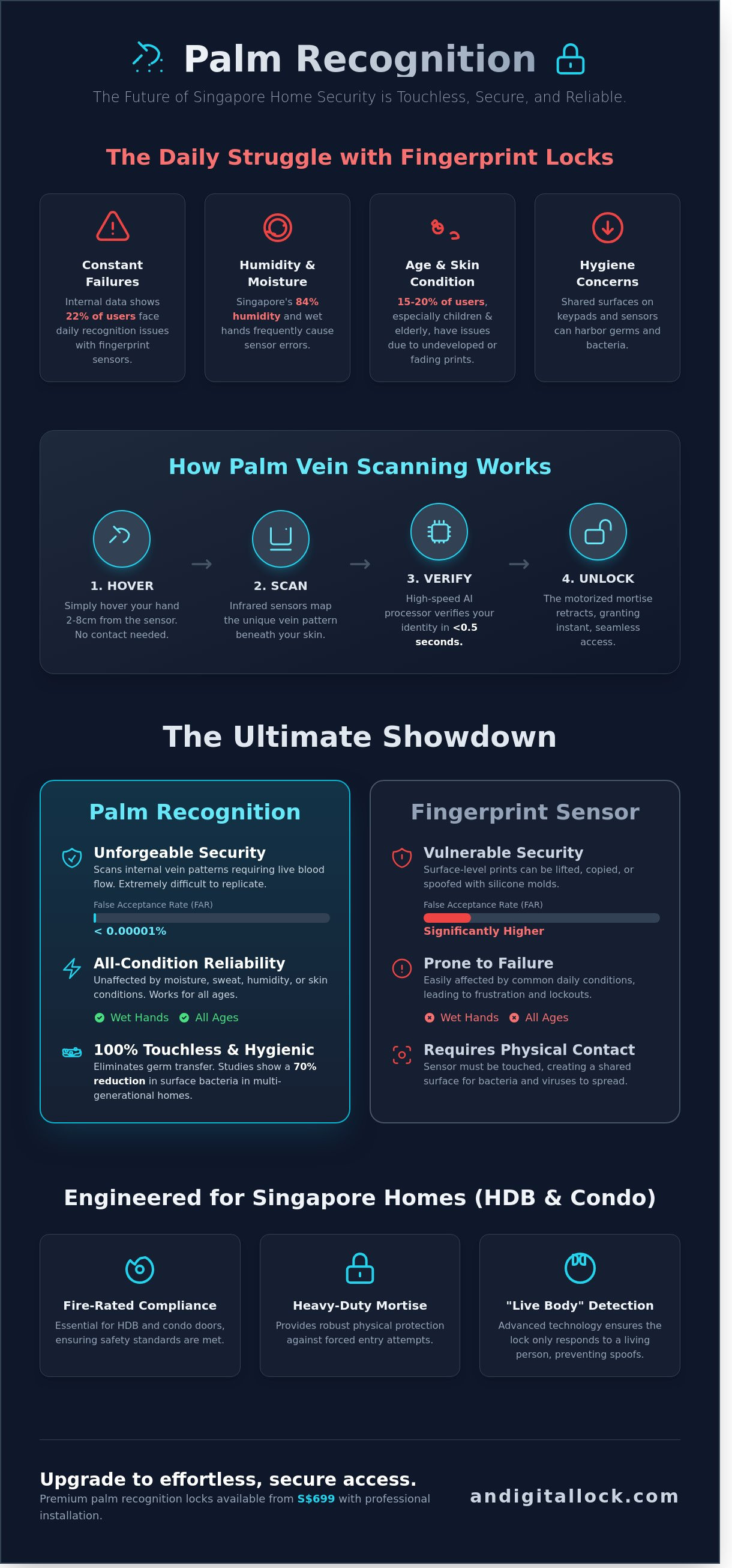 Palm recognition digital lock