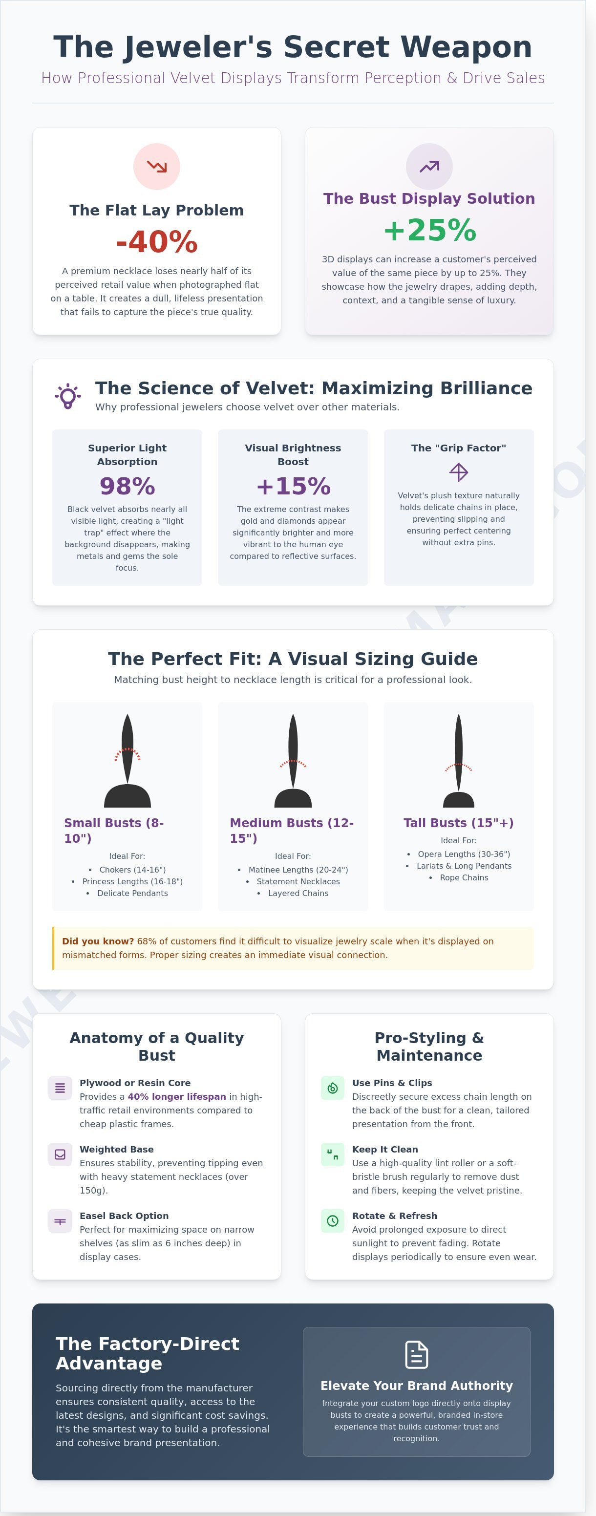 Velvet necklace display bust