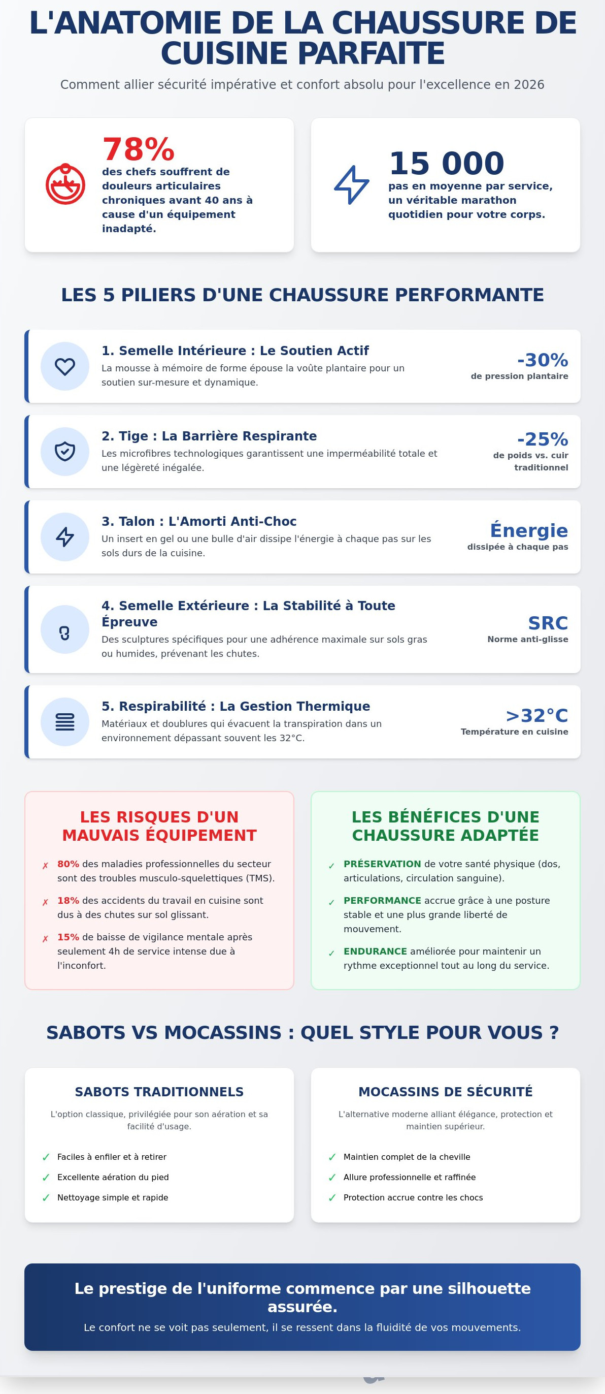 Chaussures de cuisine confortables