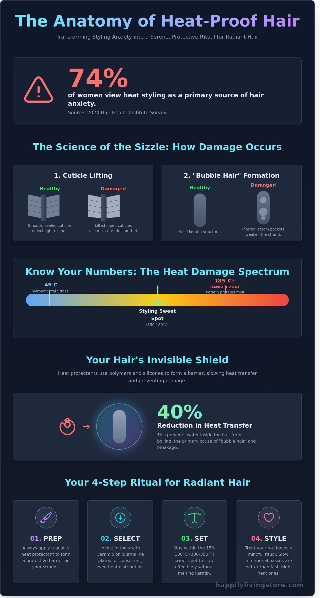 Heat damage protection for hair