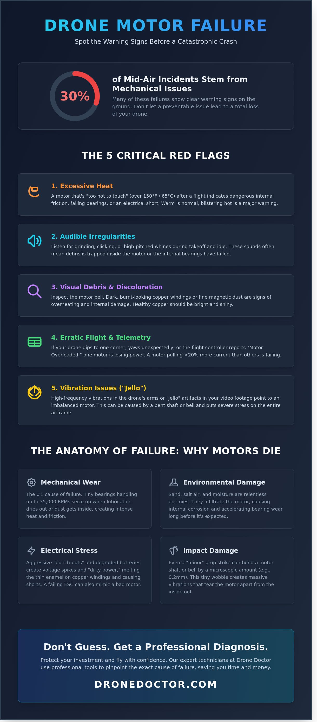 Signs of a failing drone motor
