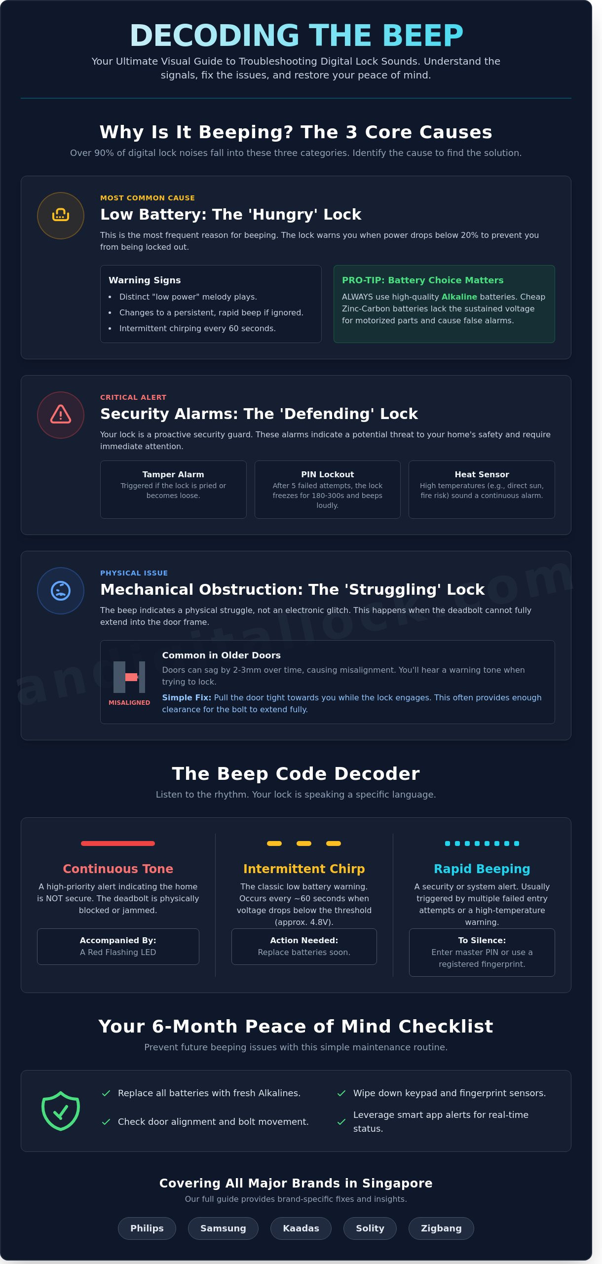 Troubleshooting digital lock beeping
