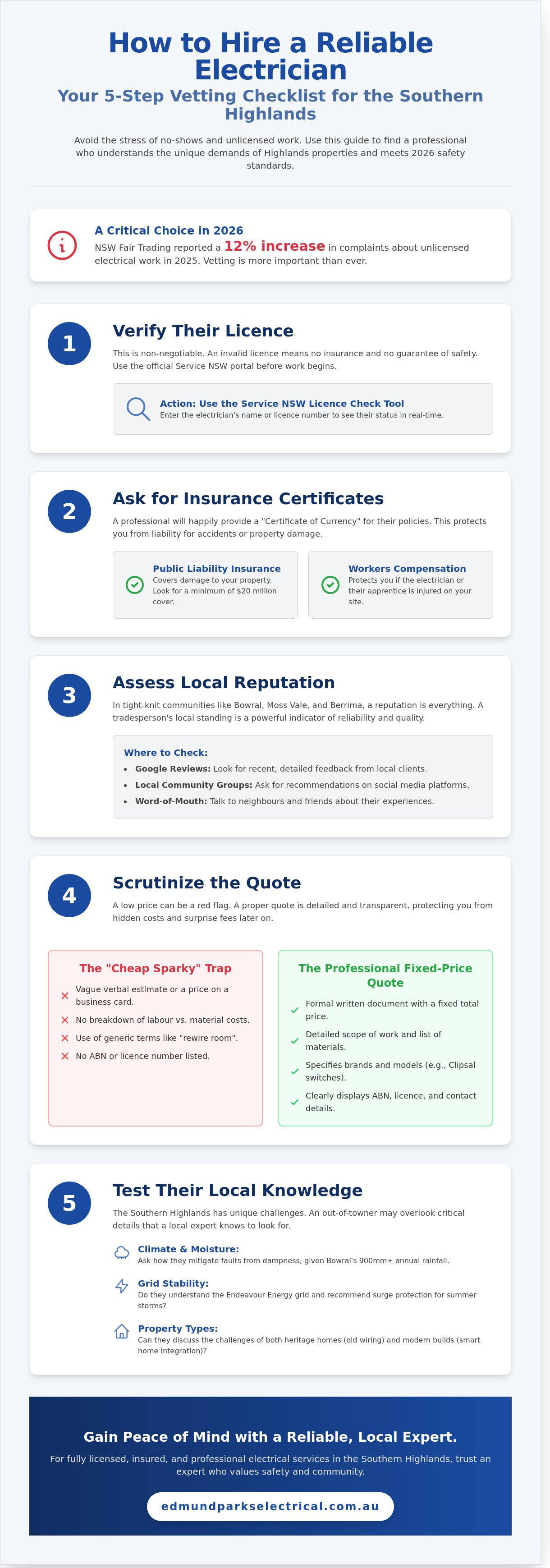 How to hire an electrician southern highlands