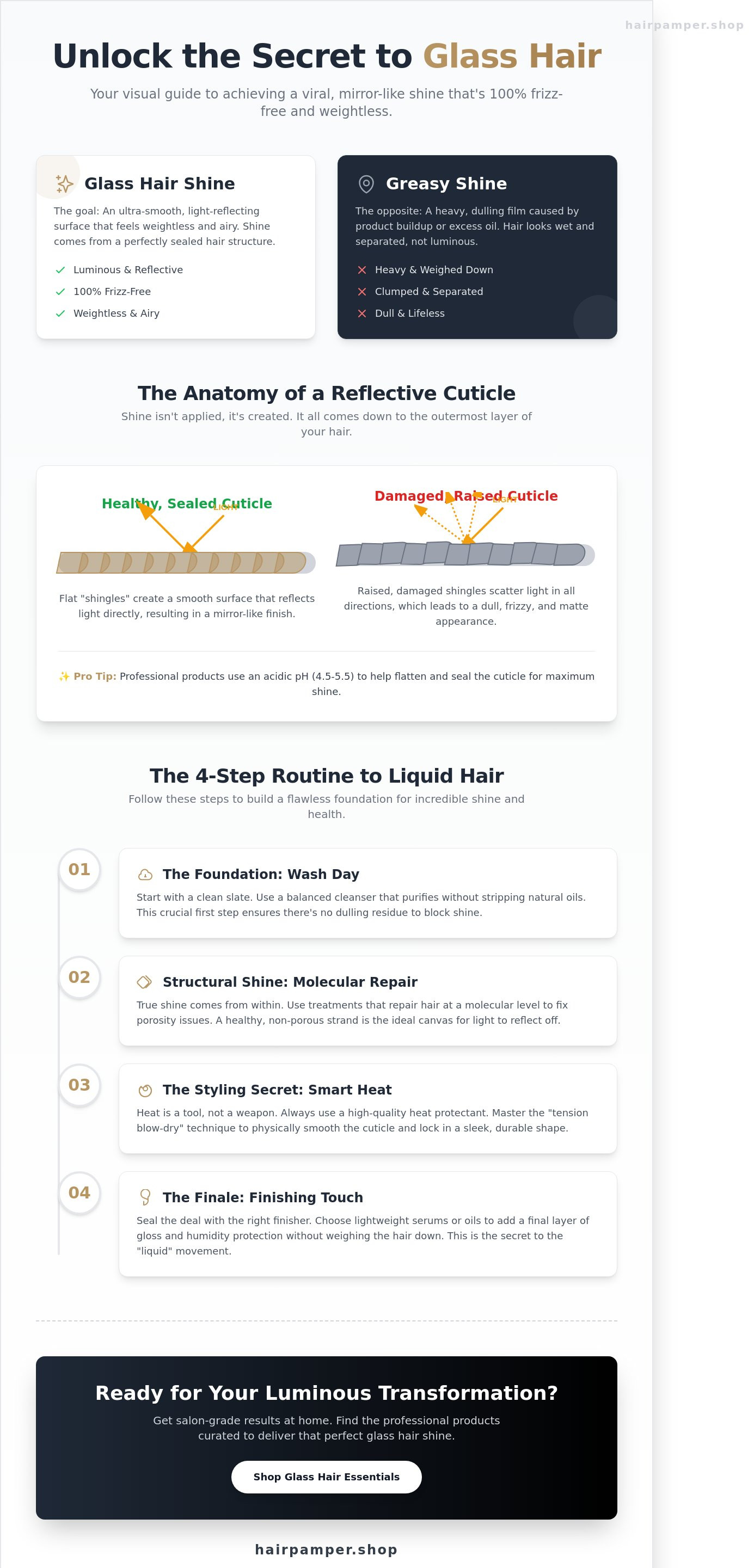 Products to achieve glass hair shine