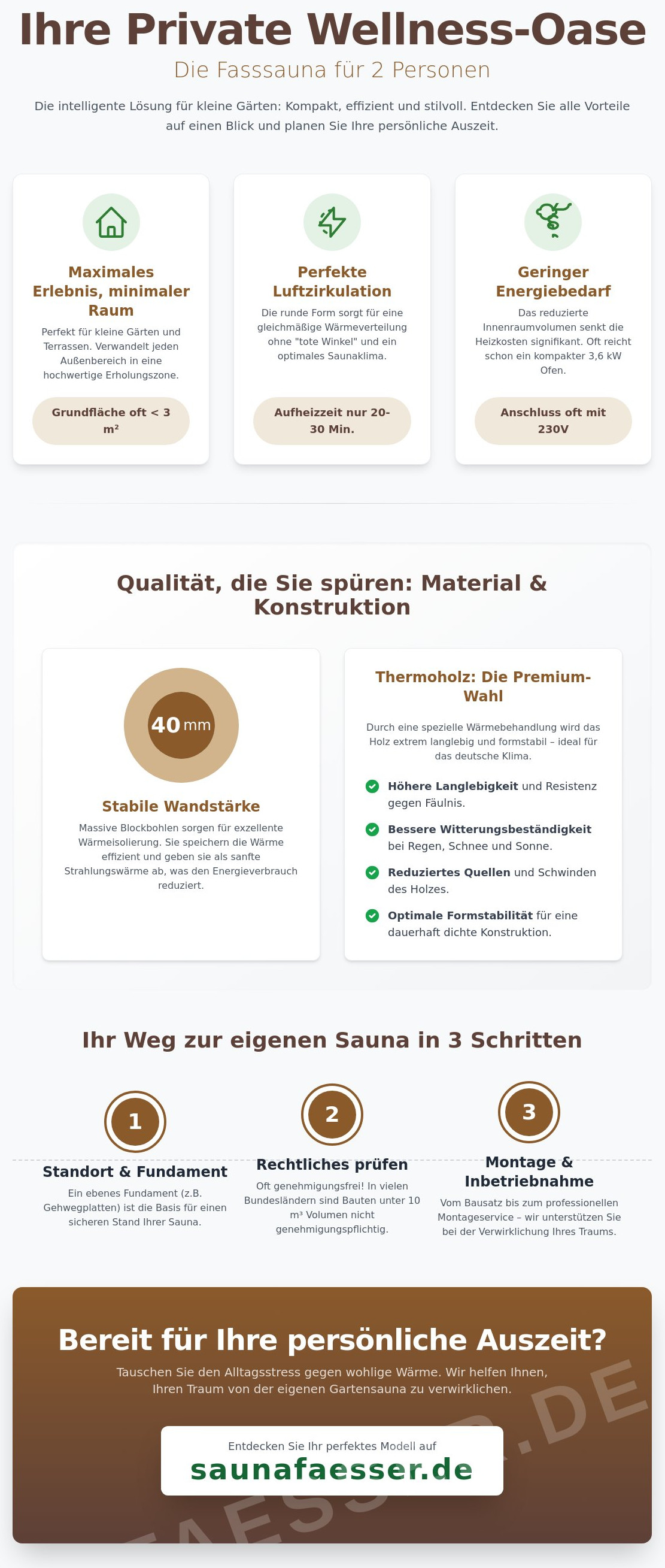 Fasssauna für 2 personen