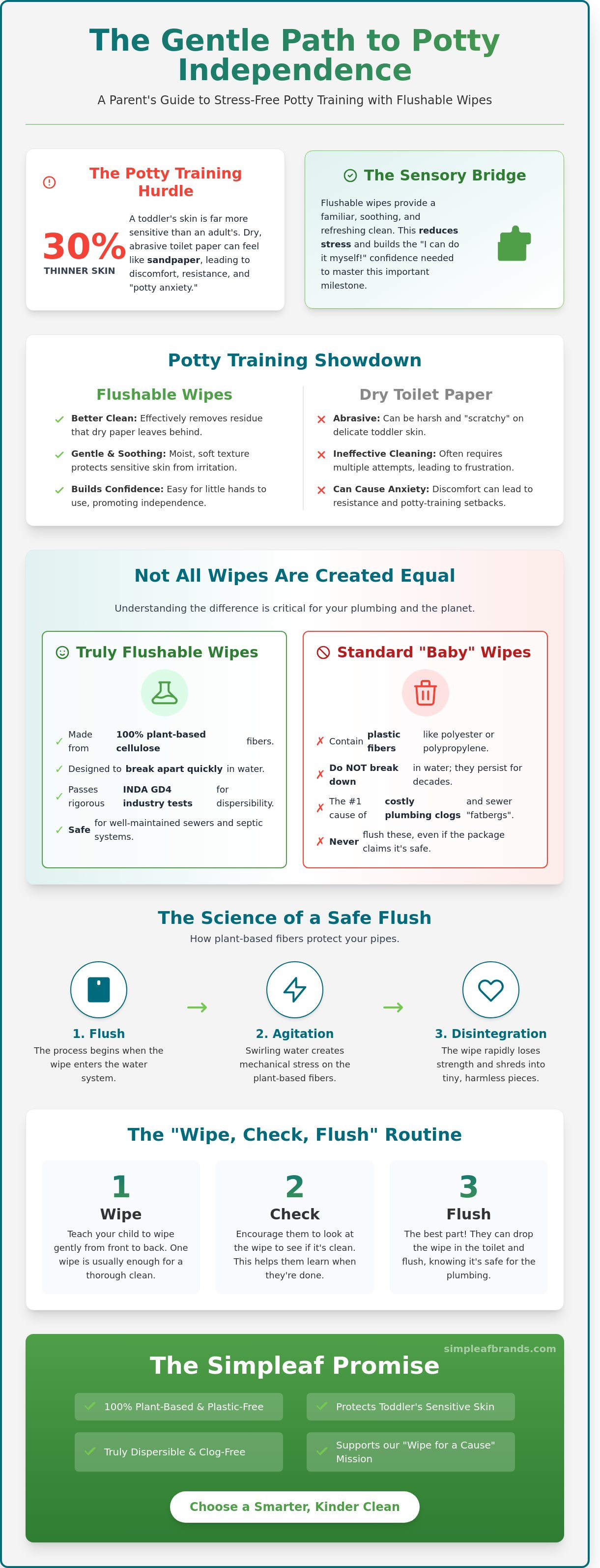 Flushable wipes for potty training