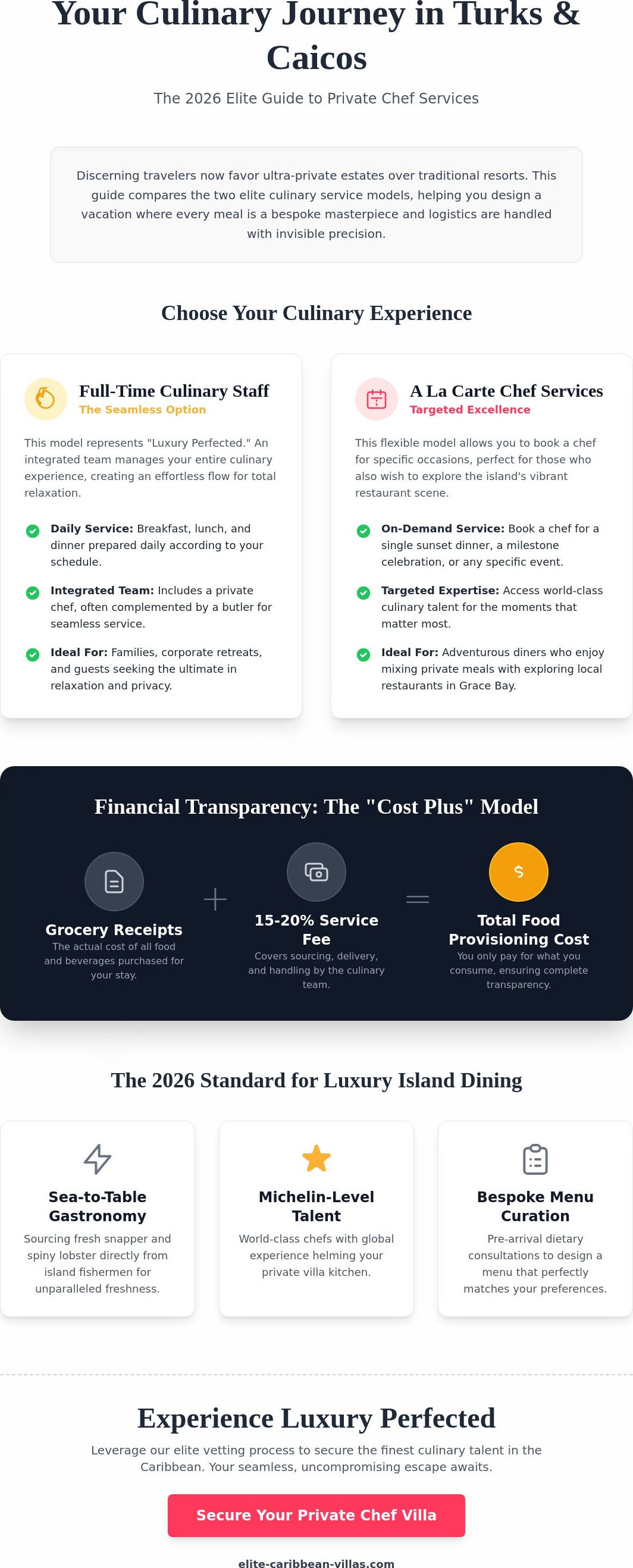 Luxury villas Turks and Caicos with private chef