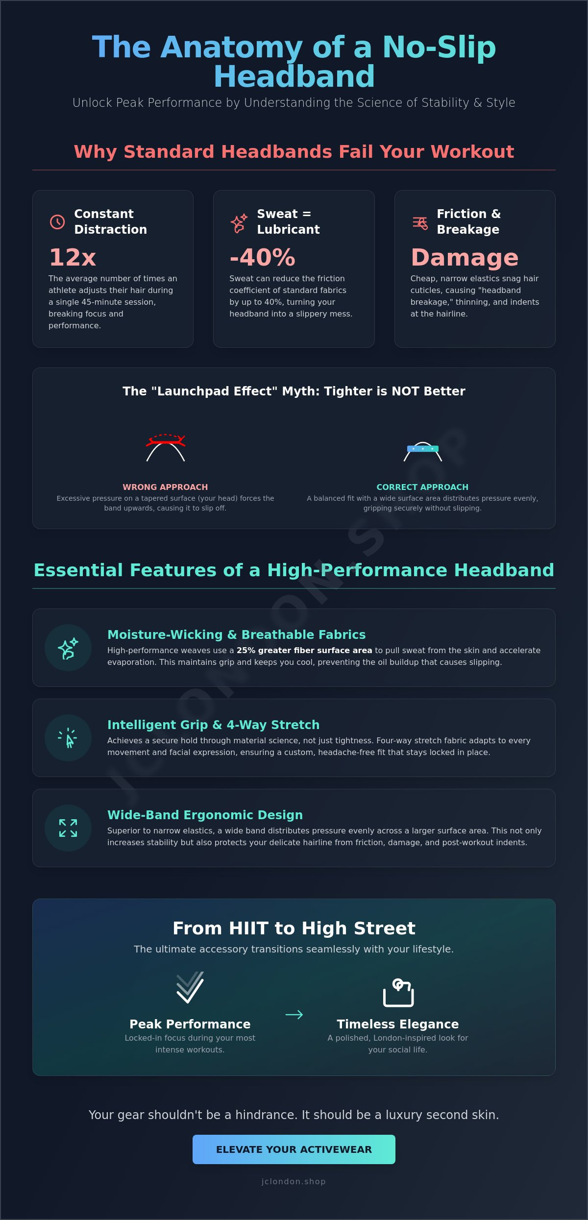 No slip workout headbands