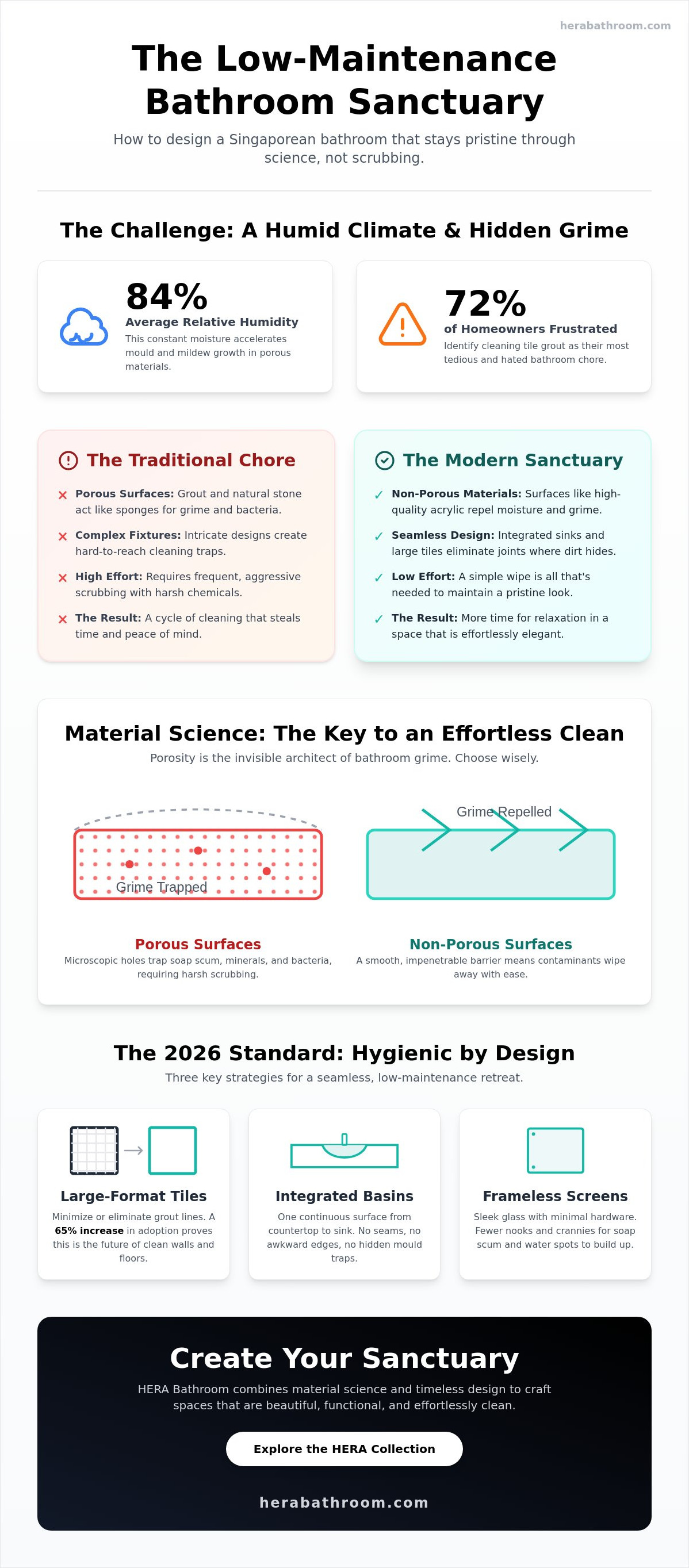 Easy to clean bathroom surfaces