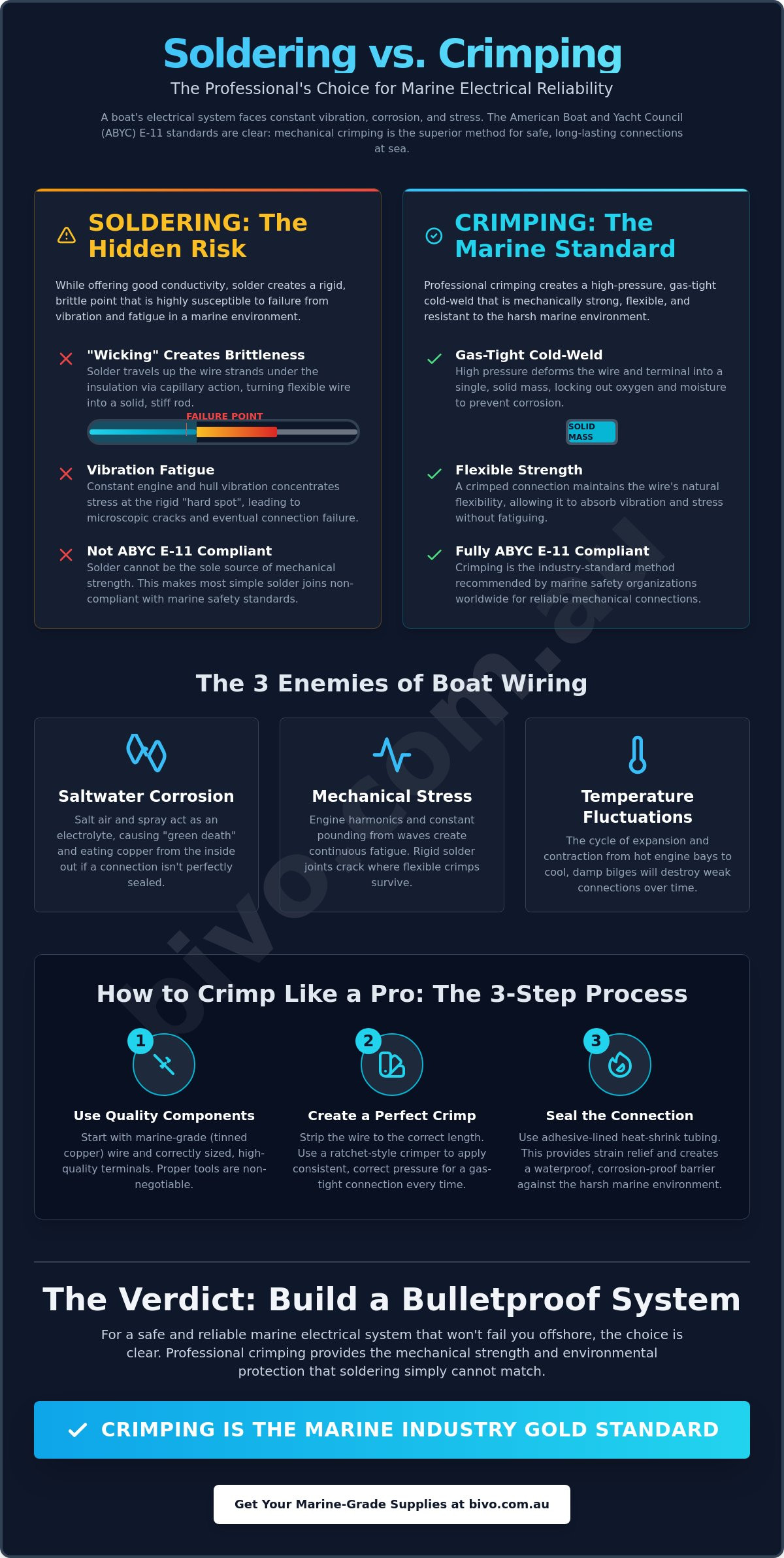 Soldering vs crimping marine wires