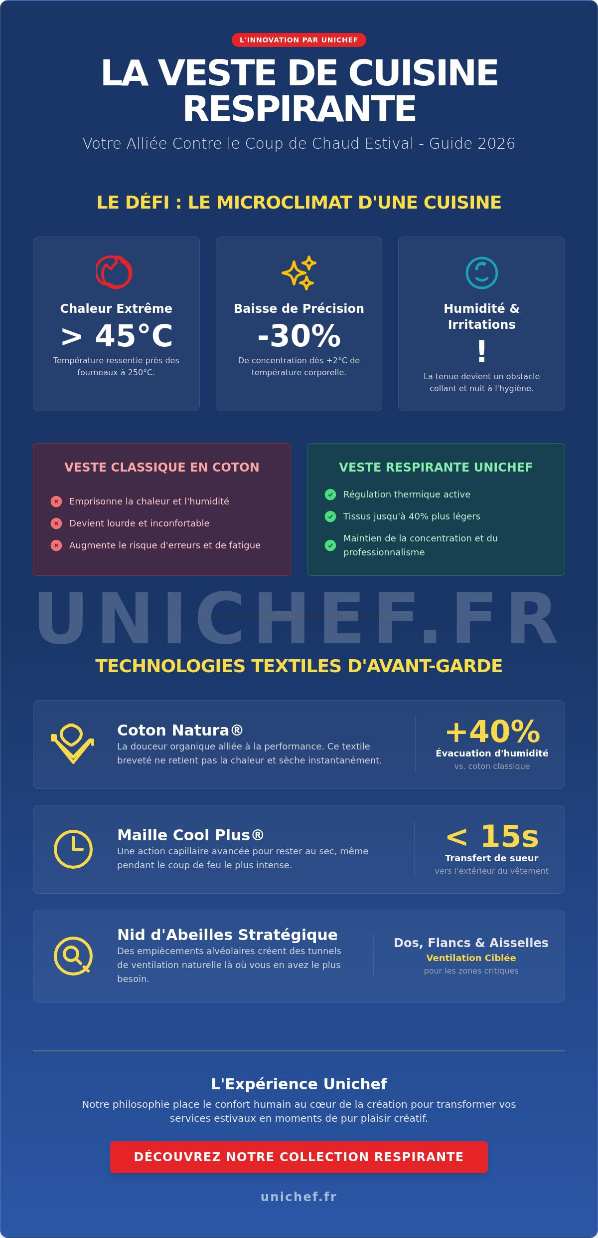 Veste de cuisine respirante pour l'été