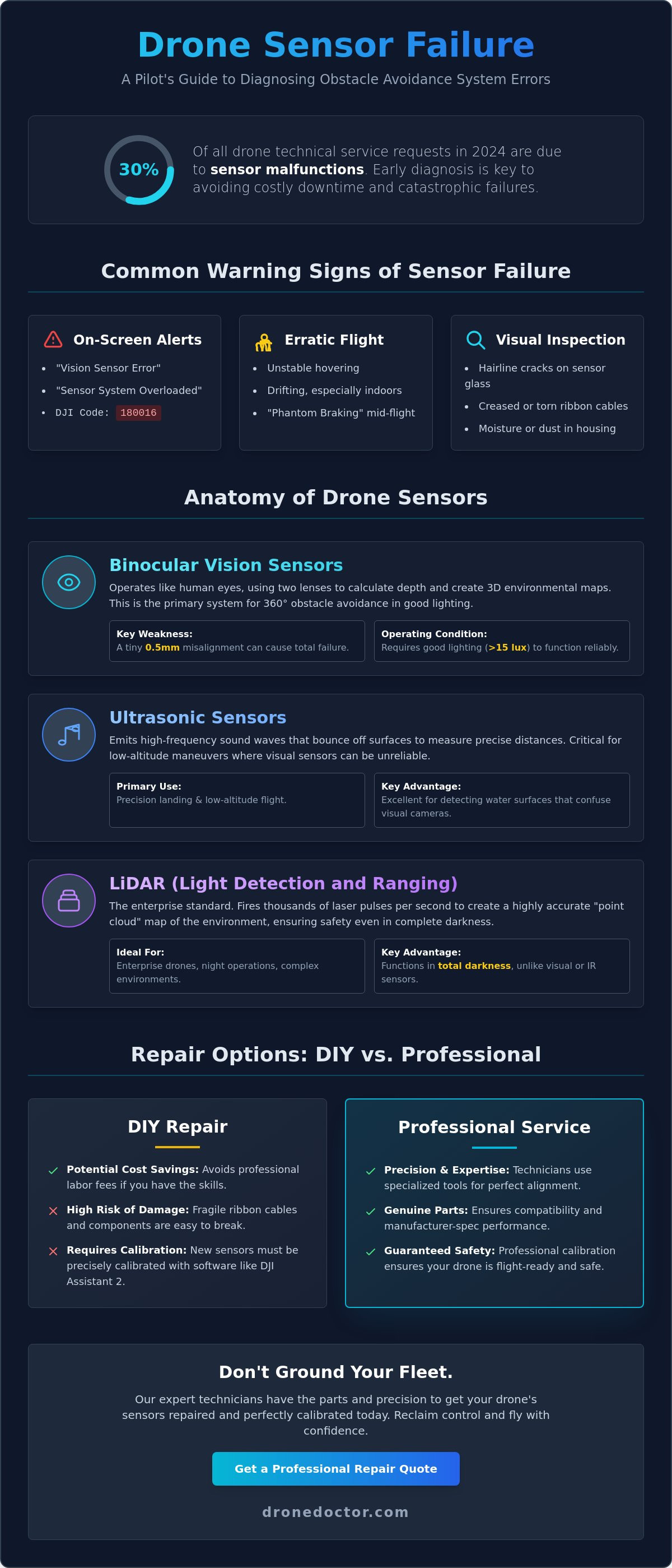 Drone obstacle avoidance sensor repair