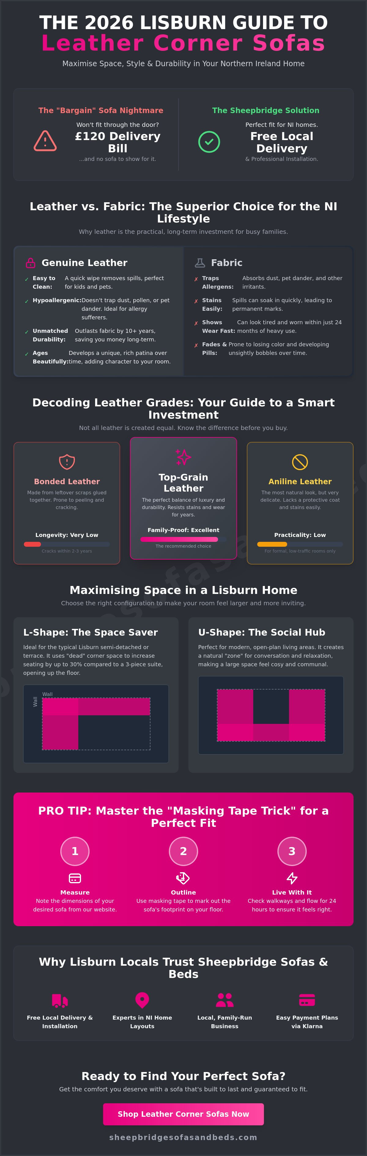 Leather corner sofas Lisburn