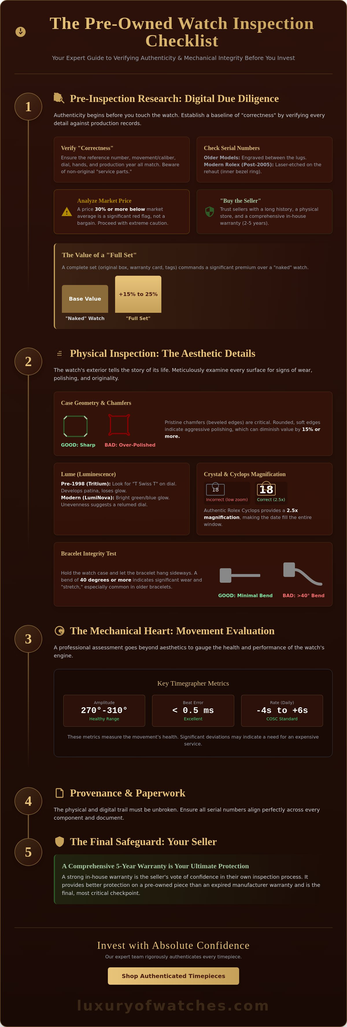 Pre-owned watch inspection checklist