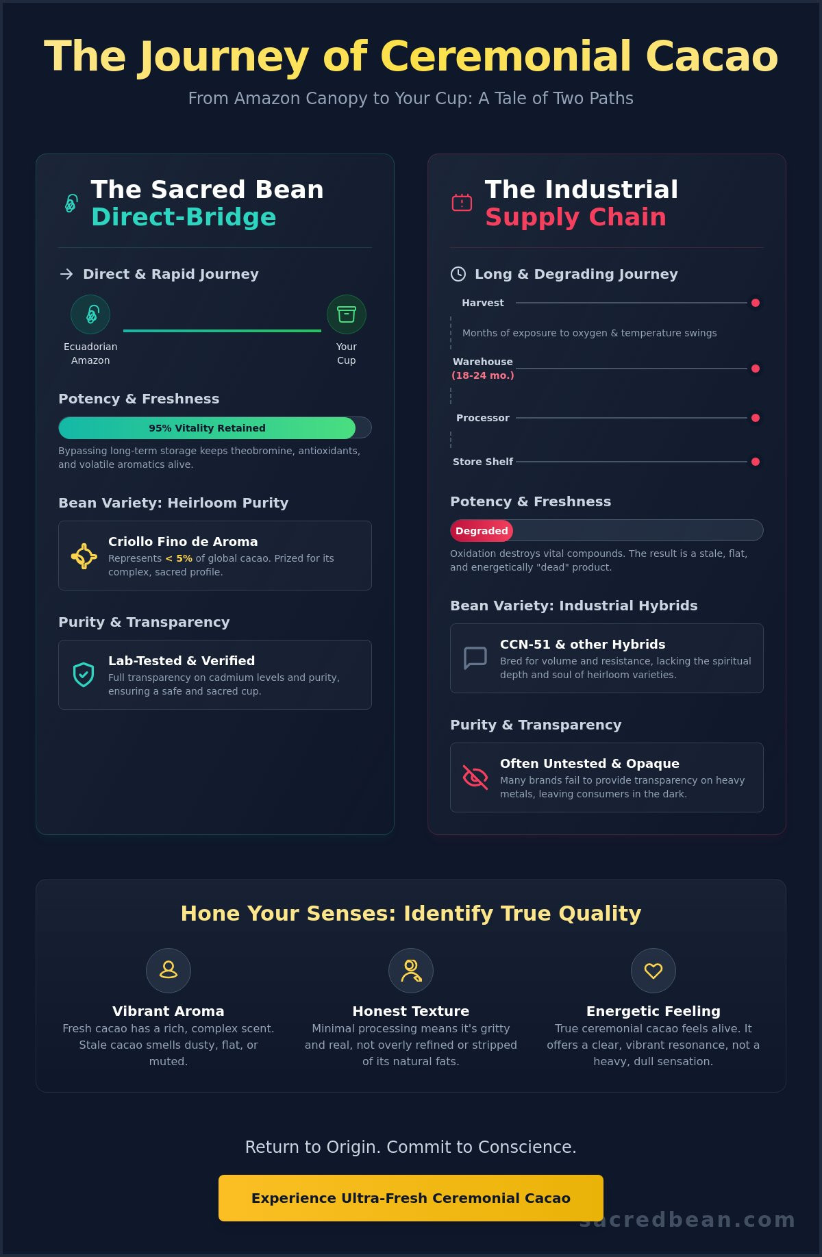 Ultra fresh ceremonial cacao direct from the ecuadorian amazon forest