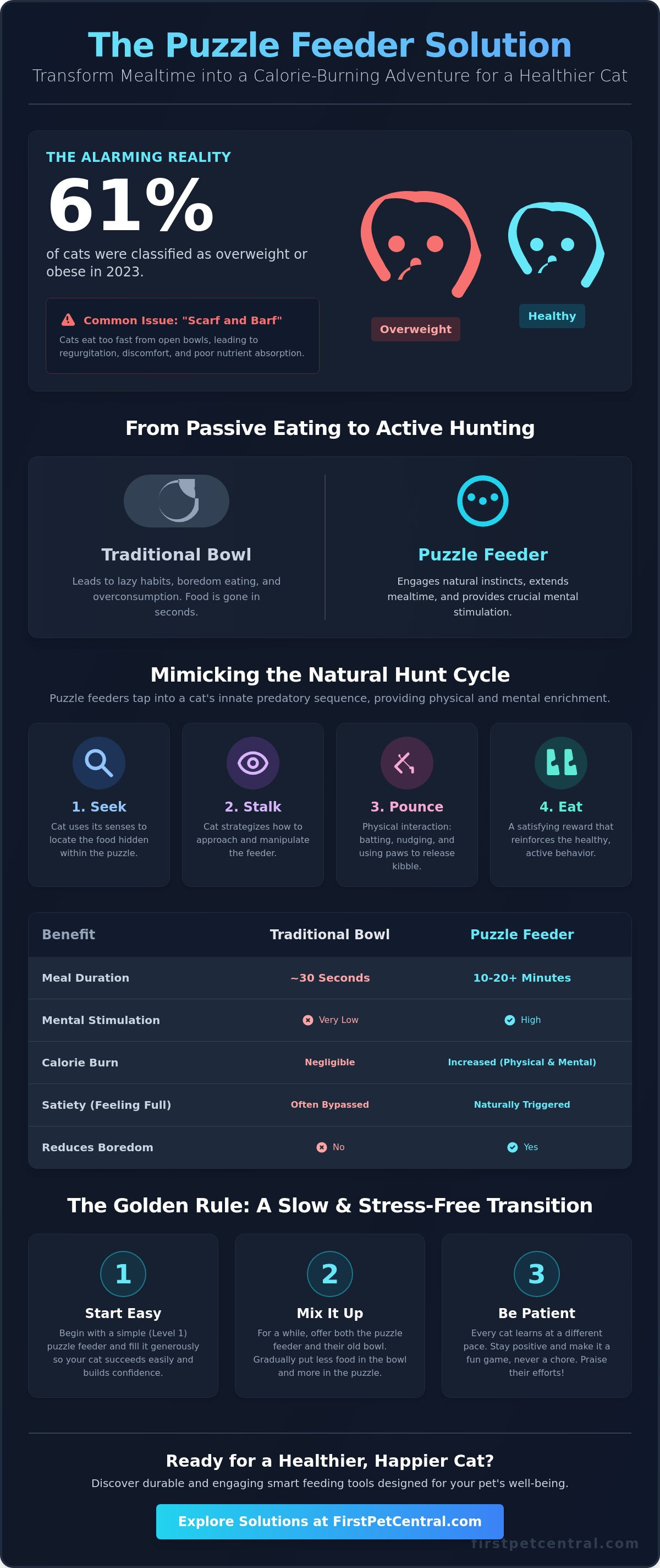 Cat food puzzle feeder for weight loss