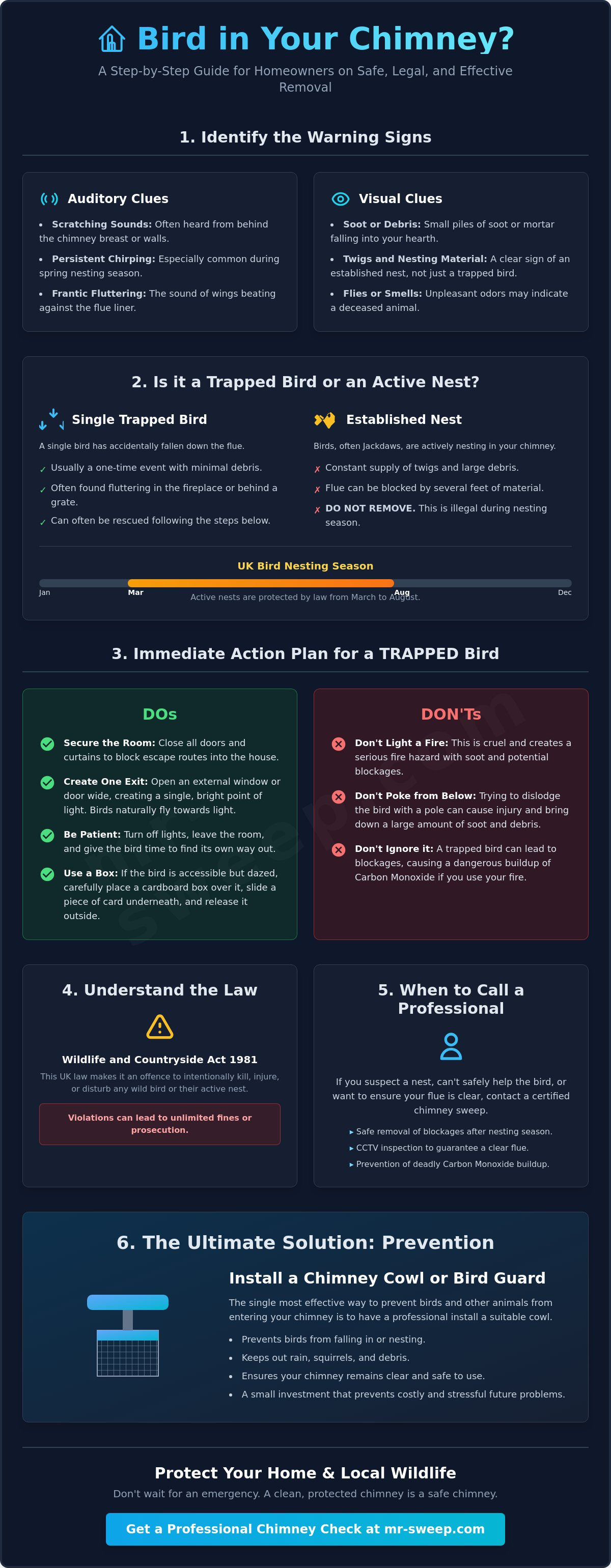 Bird in chimney what to do