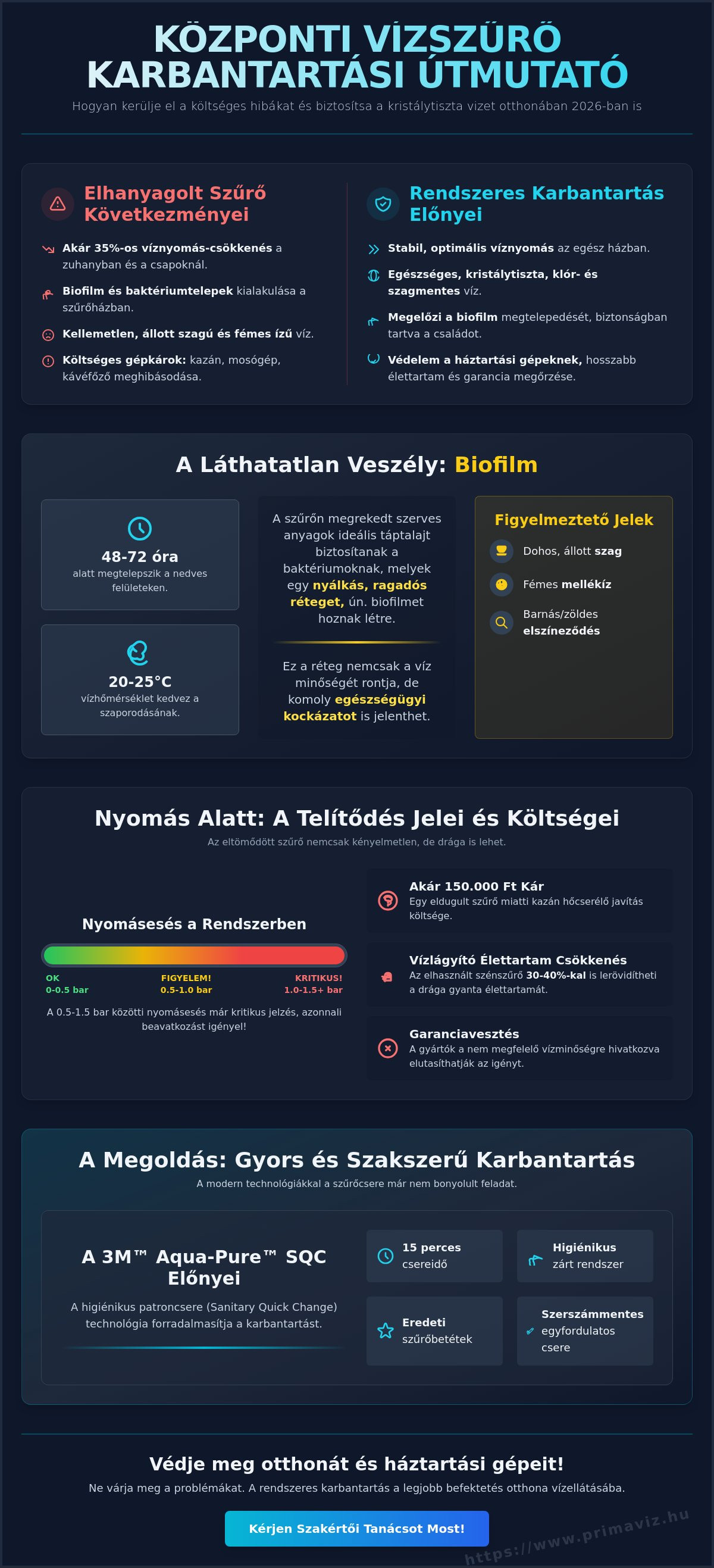 Központi vízszűrő karbantartása