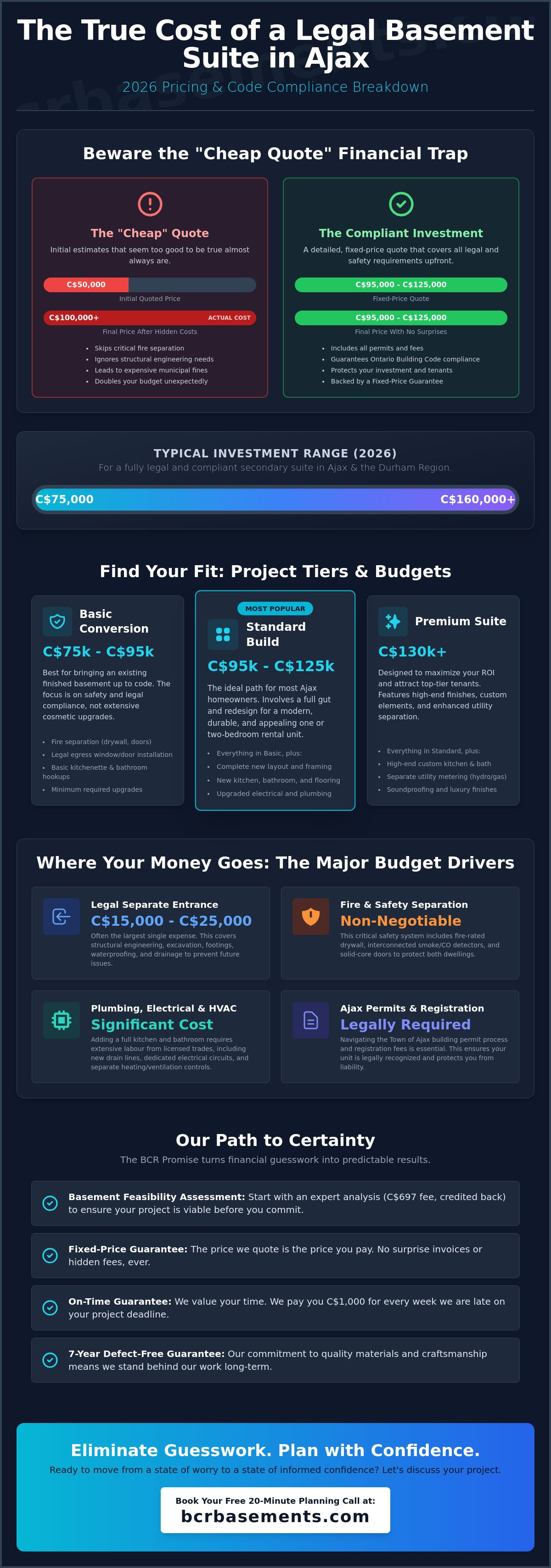 Cost to build a legal basement apartment in Ajax