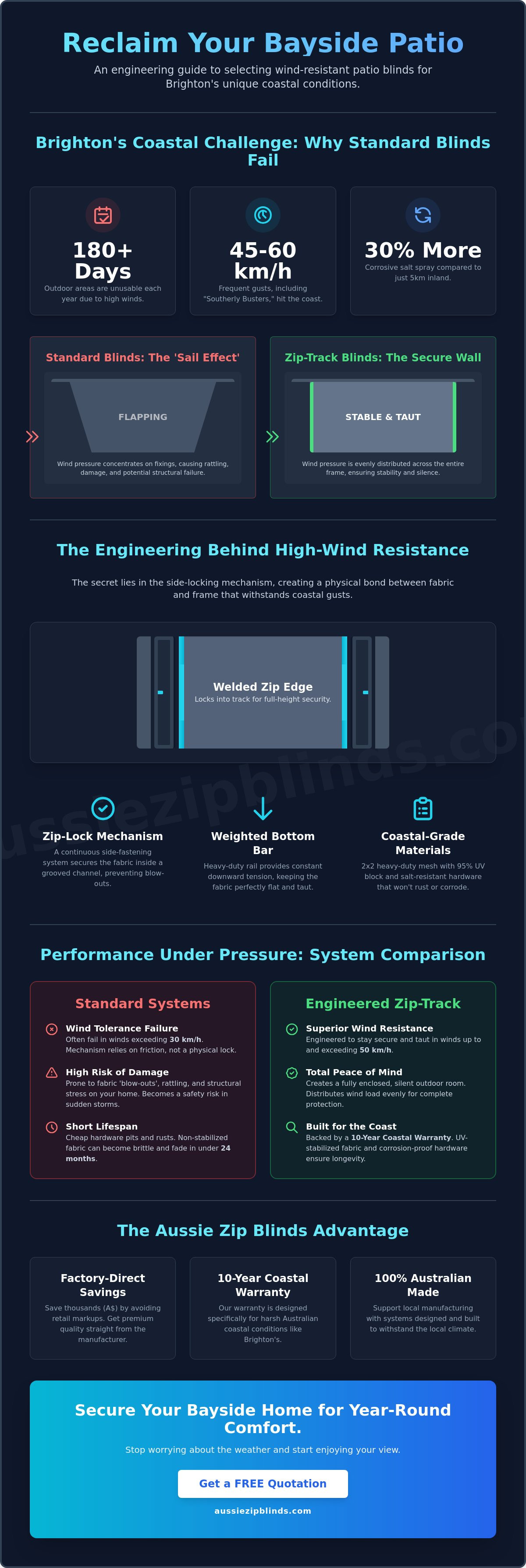 Wind resistant patio blinds Brighton