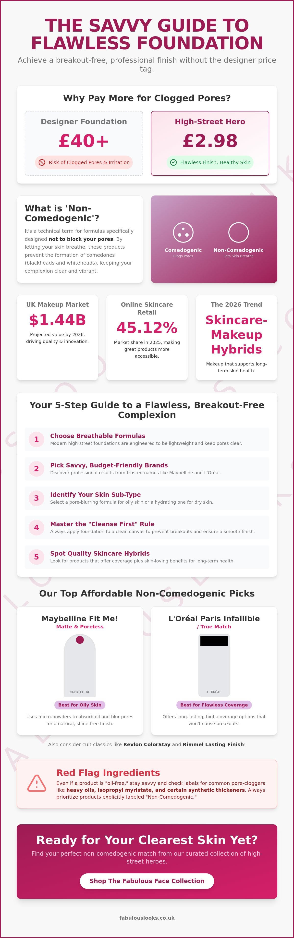 Non-comedogenic foundation brands