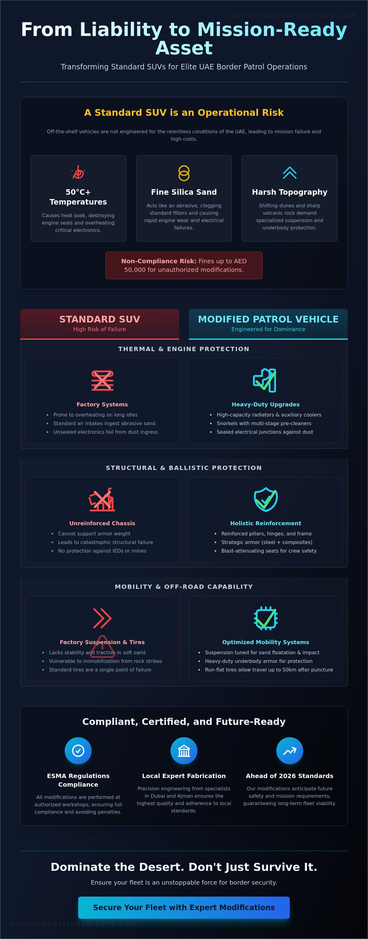 Border patrol vehicle modifications