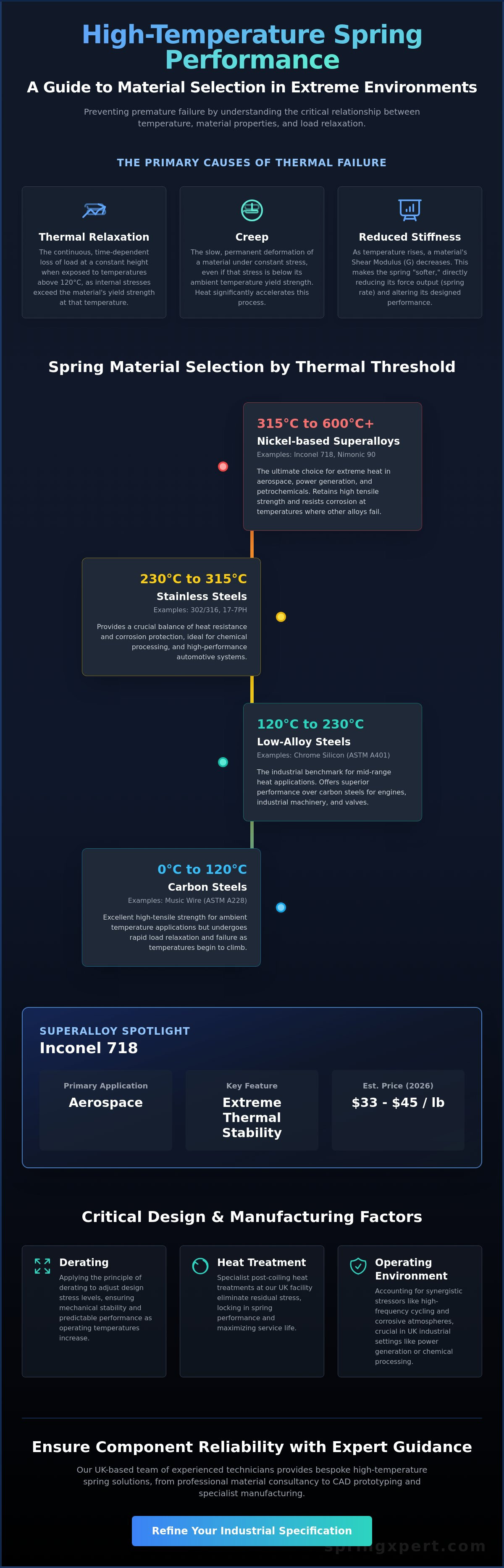 High temperature spring materials