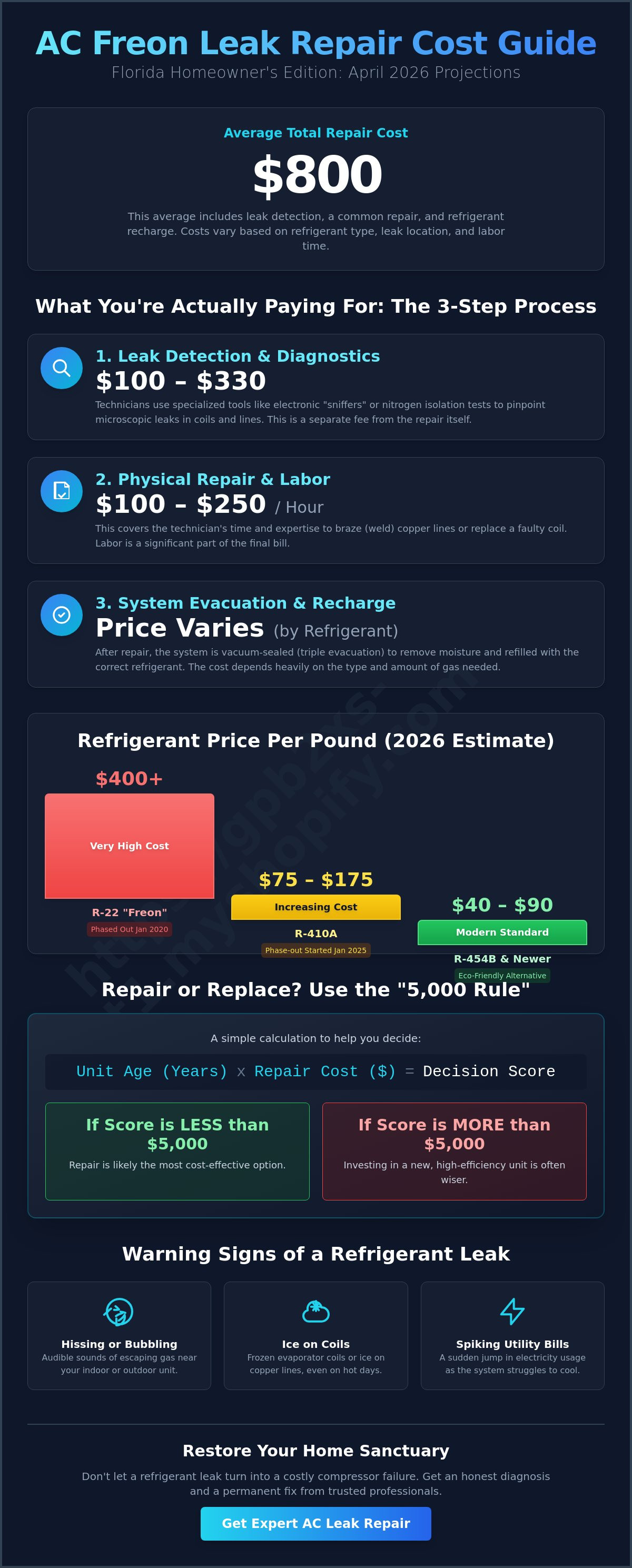 Freon leak repair cost