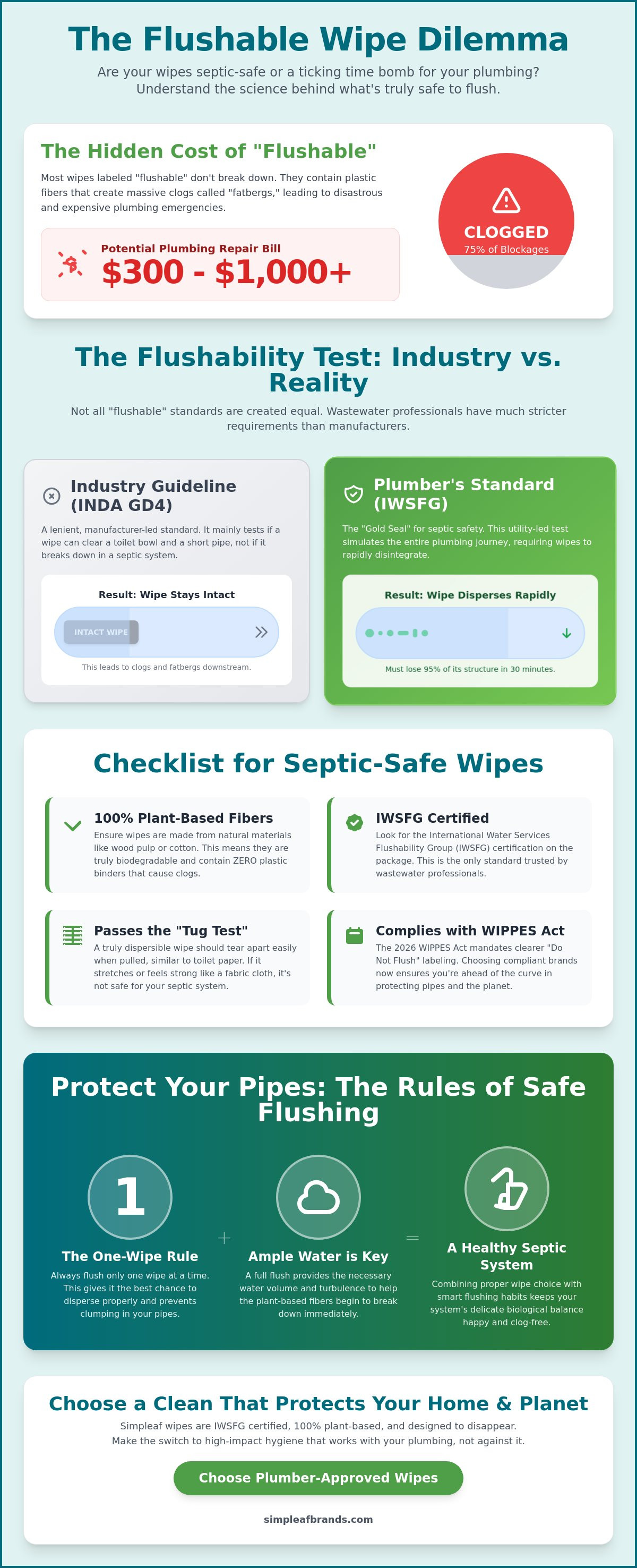 Plumber approved flushable wipes for septic systems