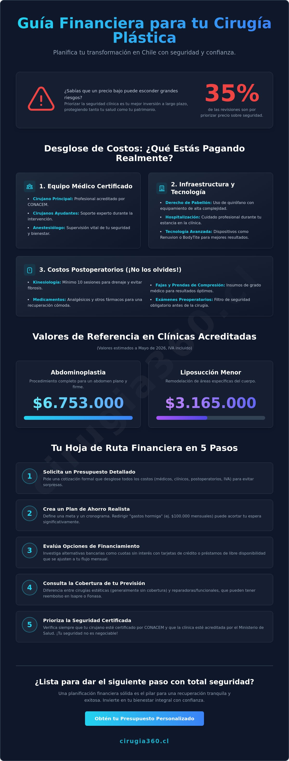 Cómo prepararse financieramente para una cirugía plástica en Chile