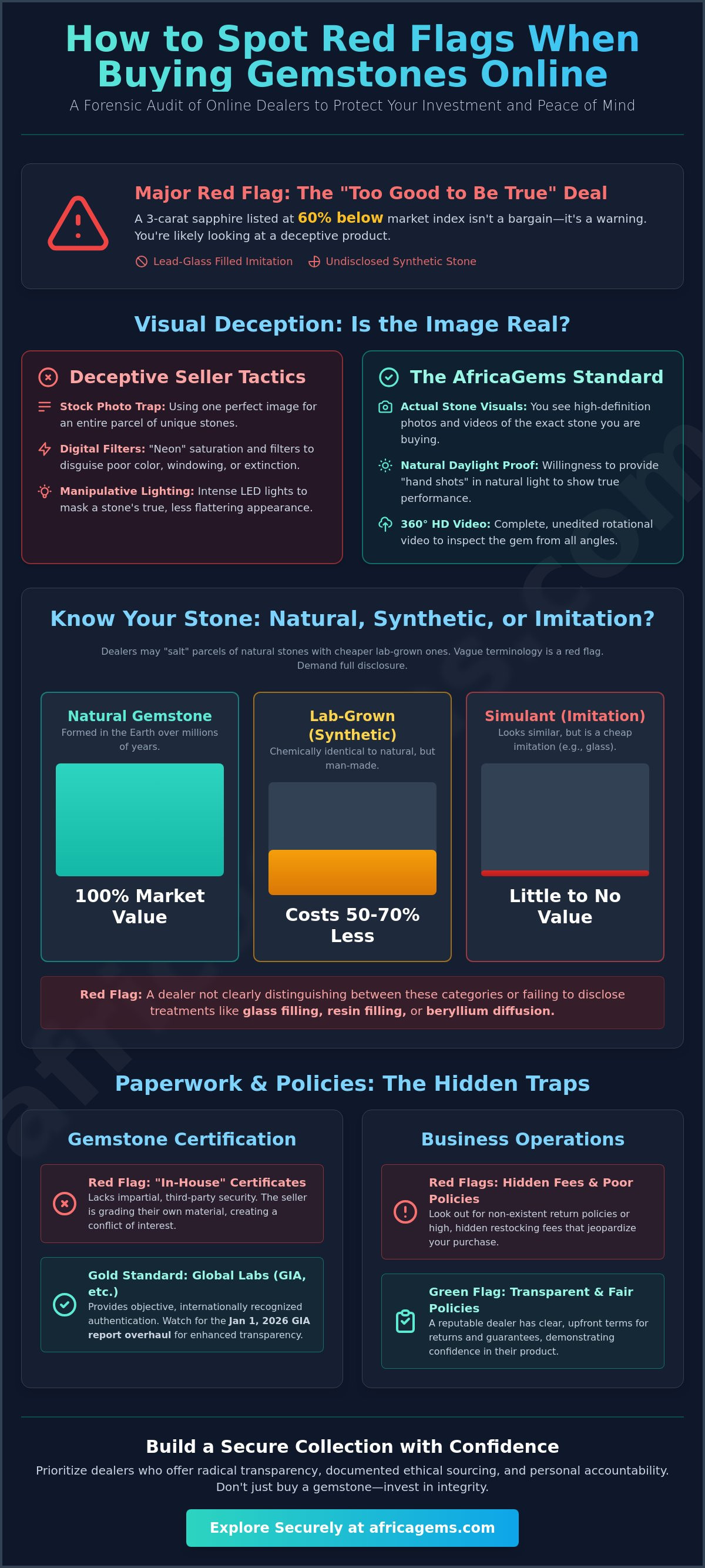 Red flags for online gemstone dealers