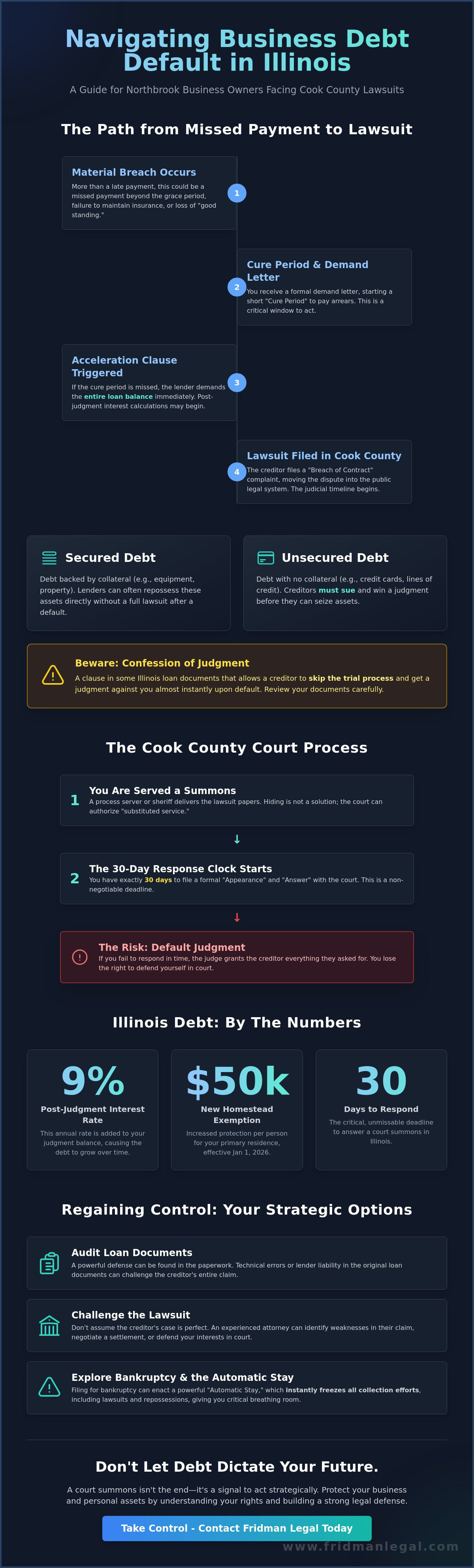 Consequences of business debt default Illinois