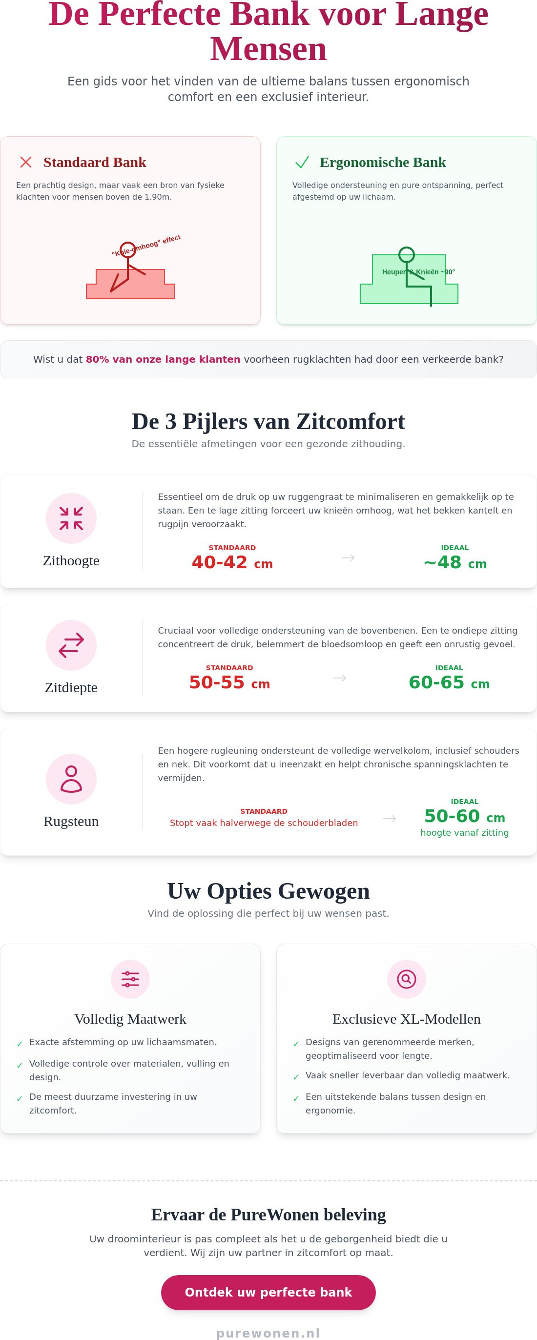 Comfortabele bank voor lange mensen