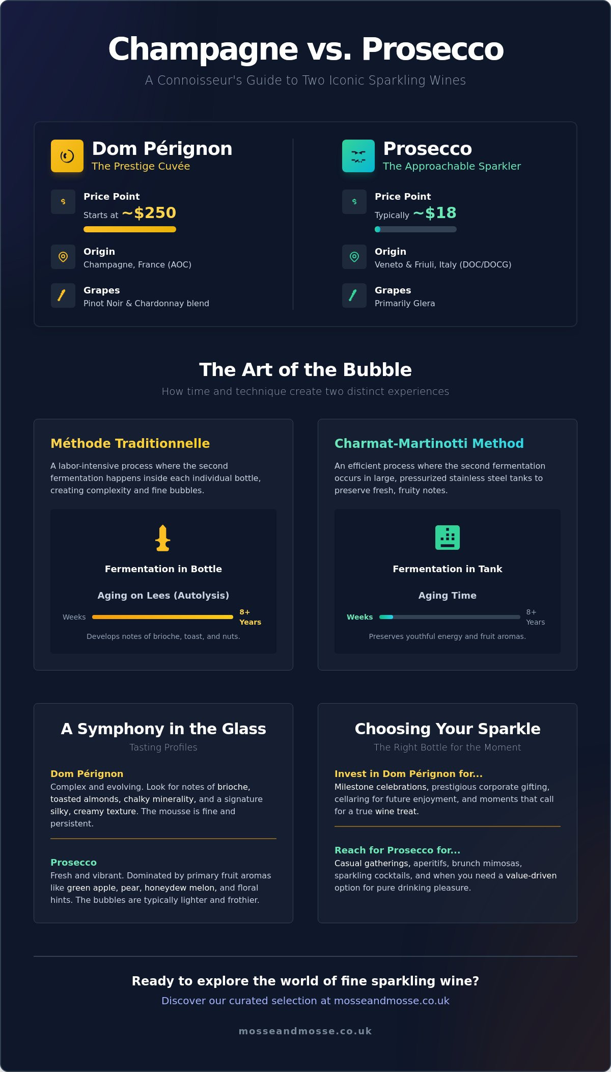 Evaluate the wines and spirits company dom perignon on champagne vs prosecco