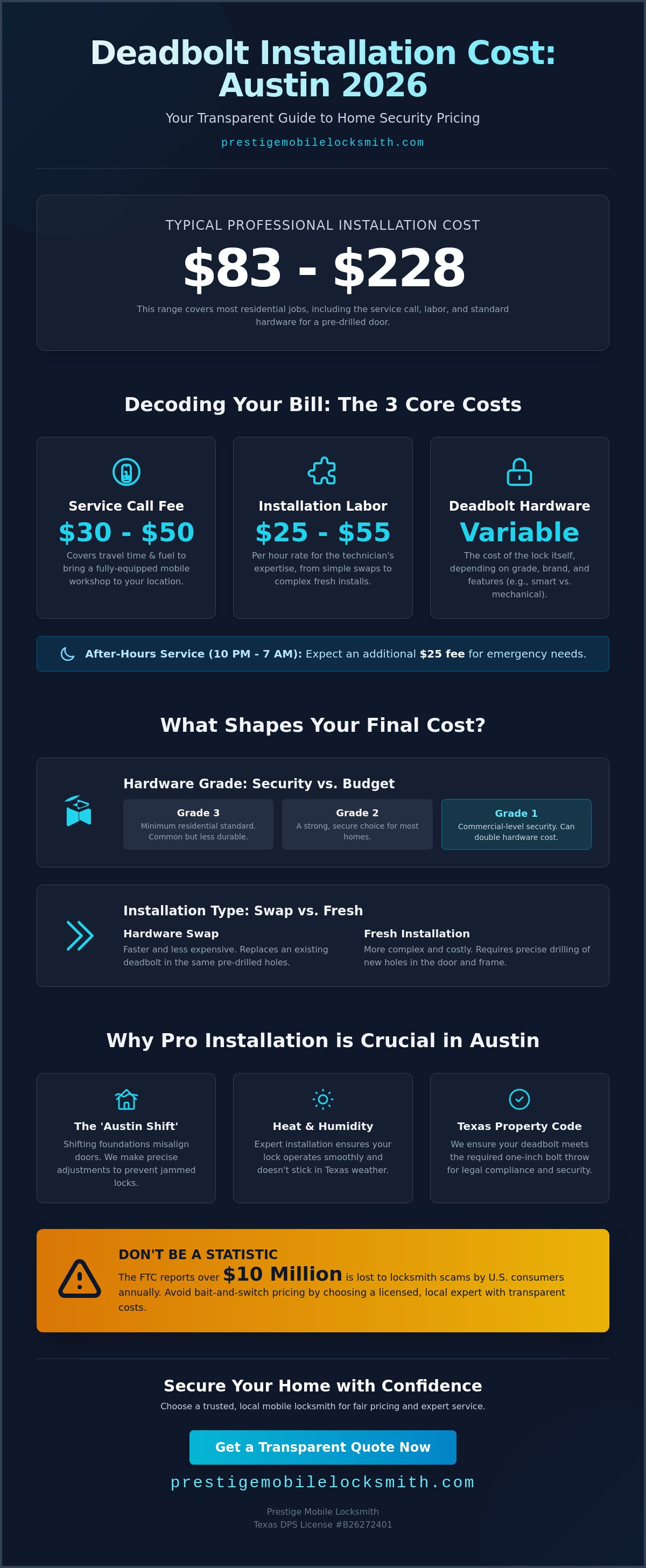 Deadbolt installation cost Austin