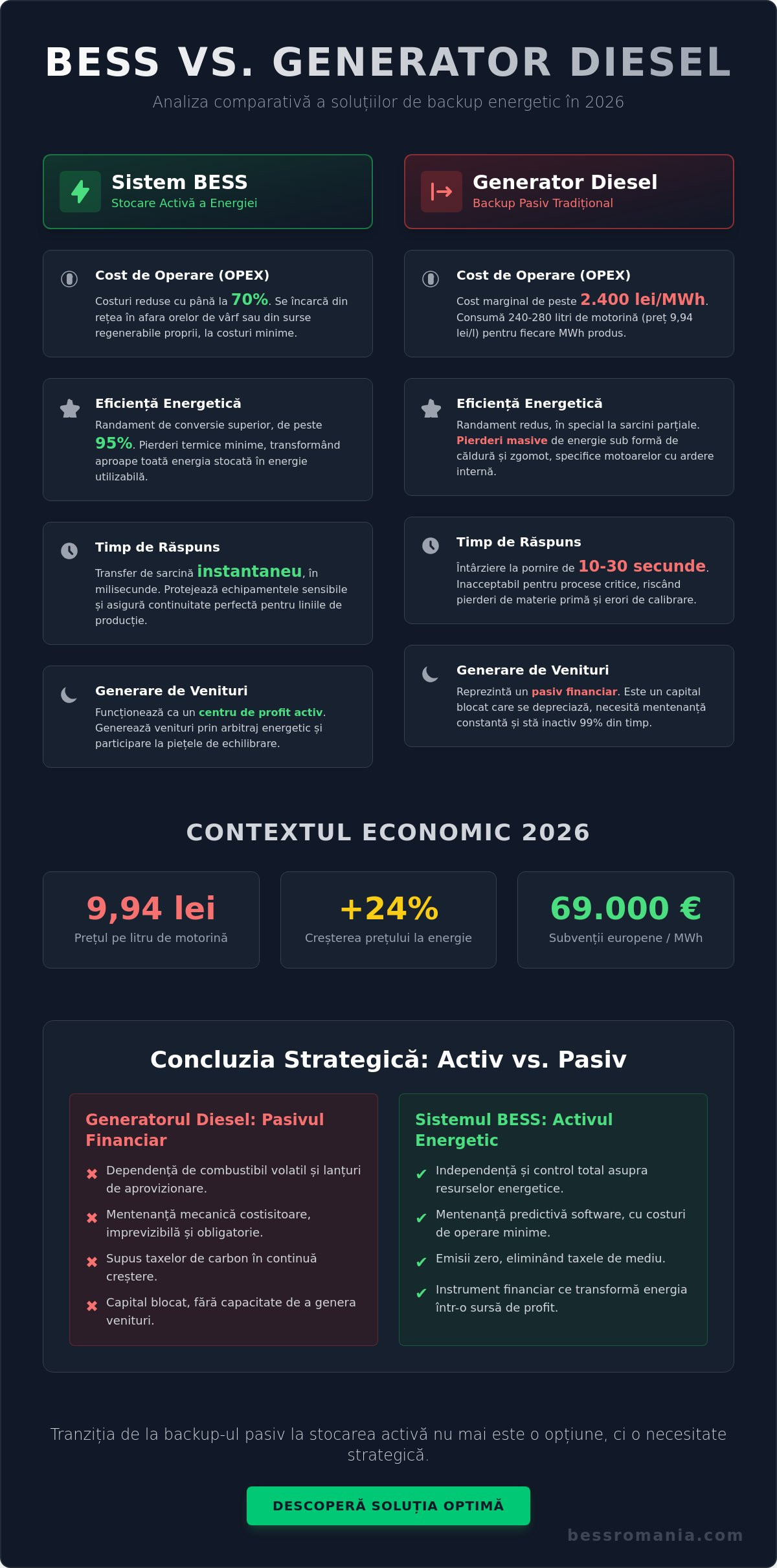 Costuri de operare BESS vs generator diesel