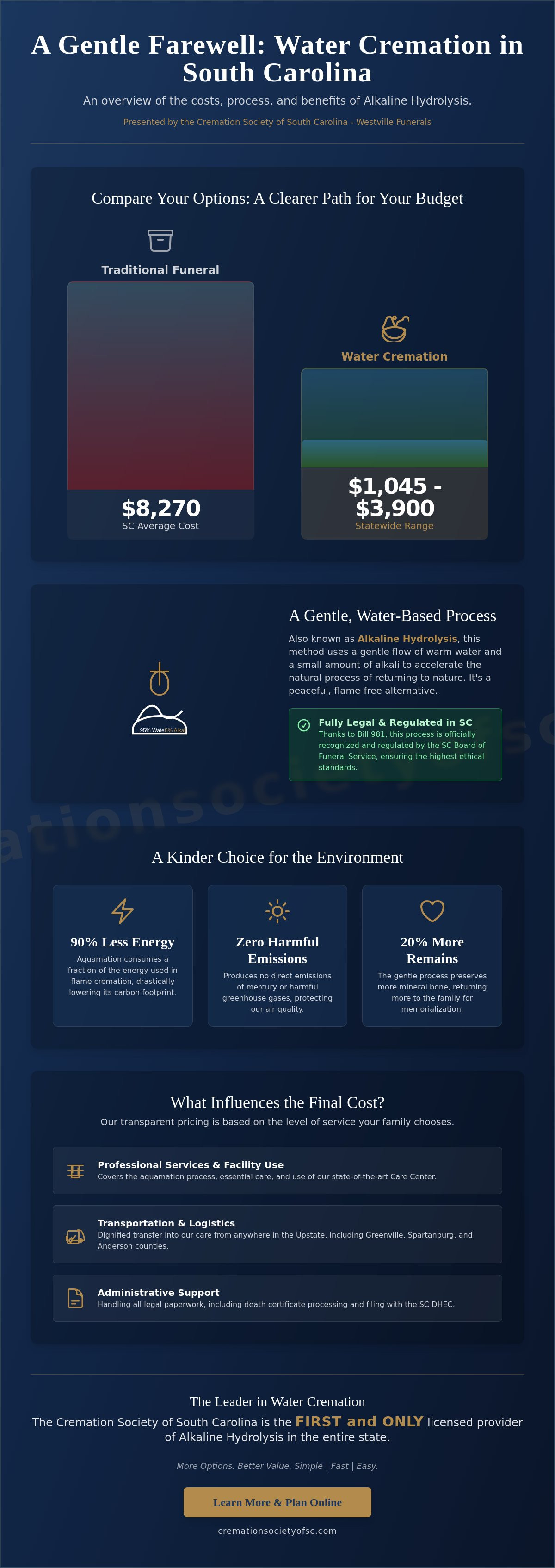 Water cremation cost Greenville SC